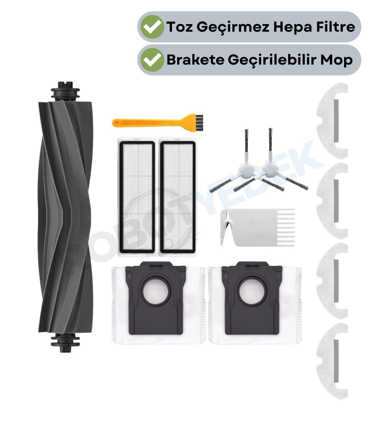 Dreame D10 Plus Gen 2 (RLD32GD) Uyumlu Ana Fırça Hepa Filtre Mop Toz Torbası Seti-13 Parça