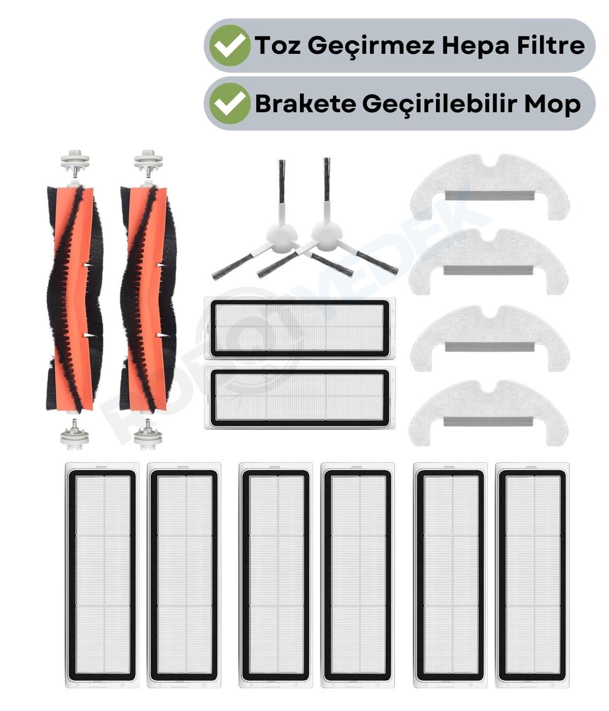 Dreame D10 Plus Gen 2 (RLL42SDA) Uyumlu Yedek Fırça Hepa Filtre Mop Seti-16 Parça
