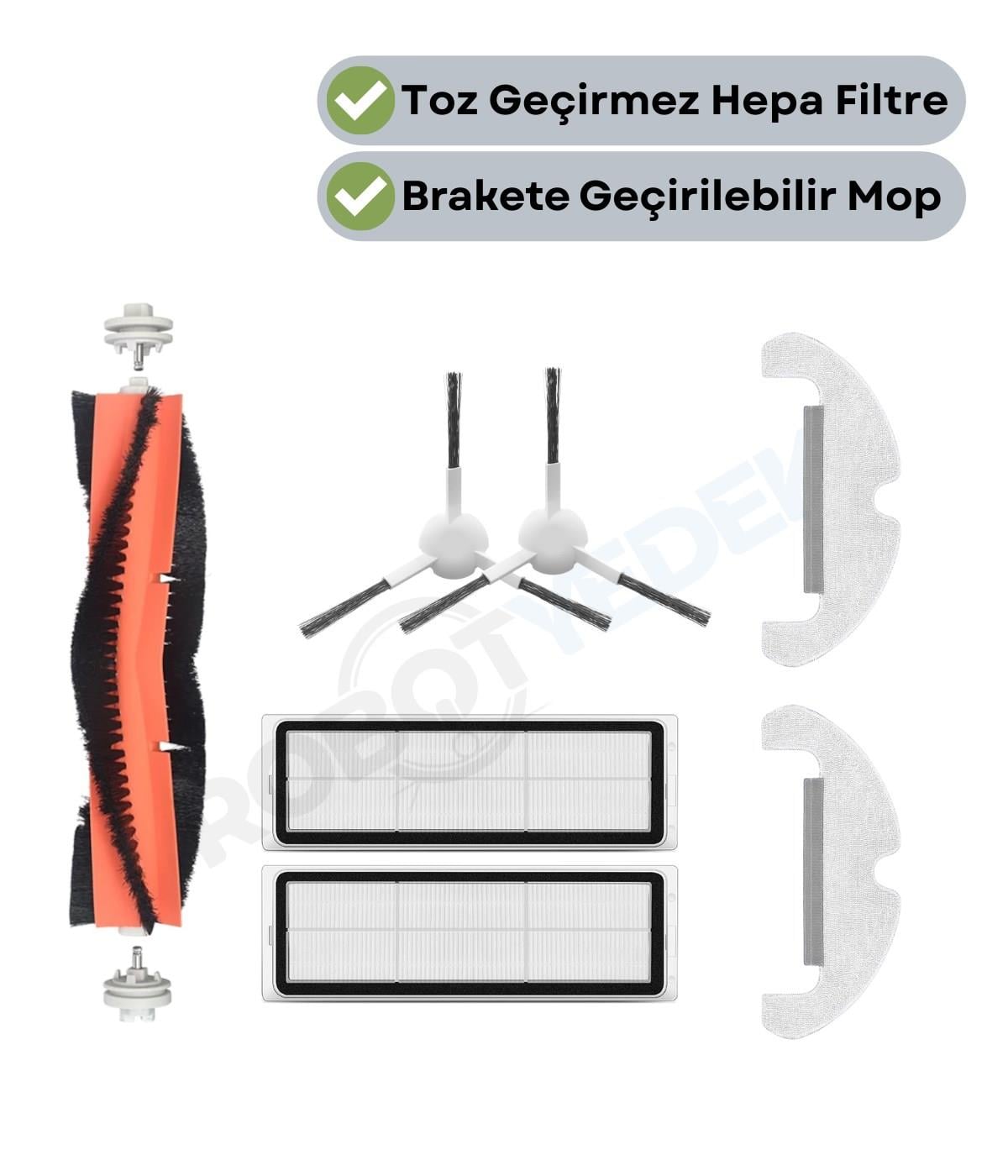 Dreame D10 Plus Gen 2 (RLL42SDA) Uyumlu Yedek Fırça Hepa Filtre Mop Seti-7 Parça