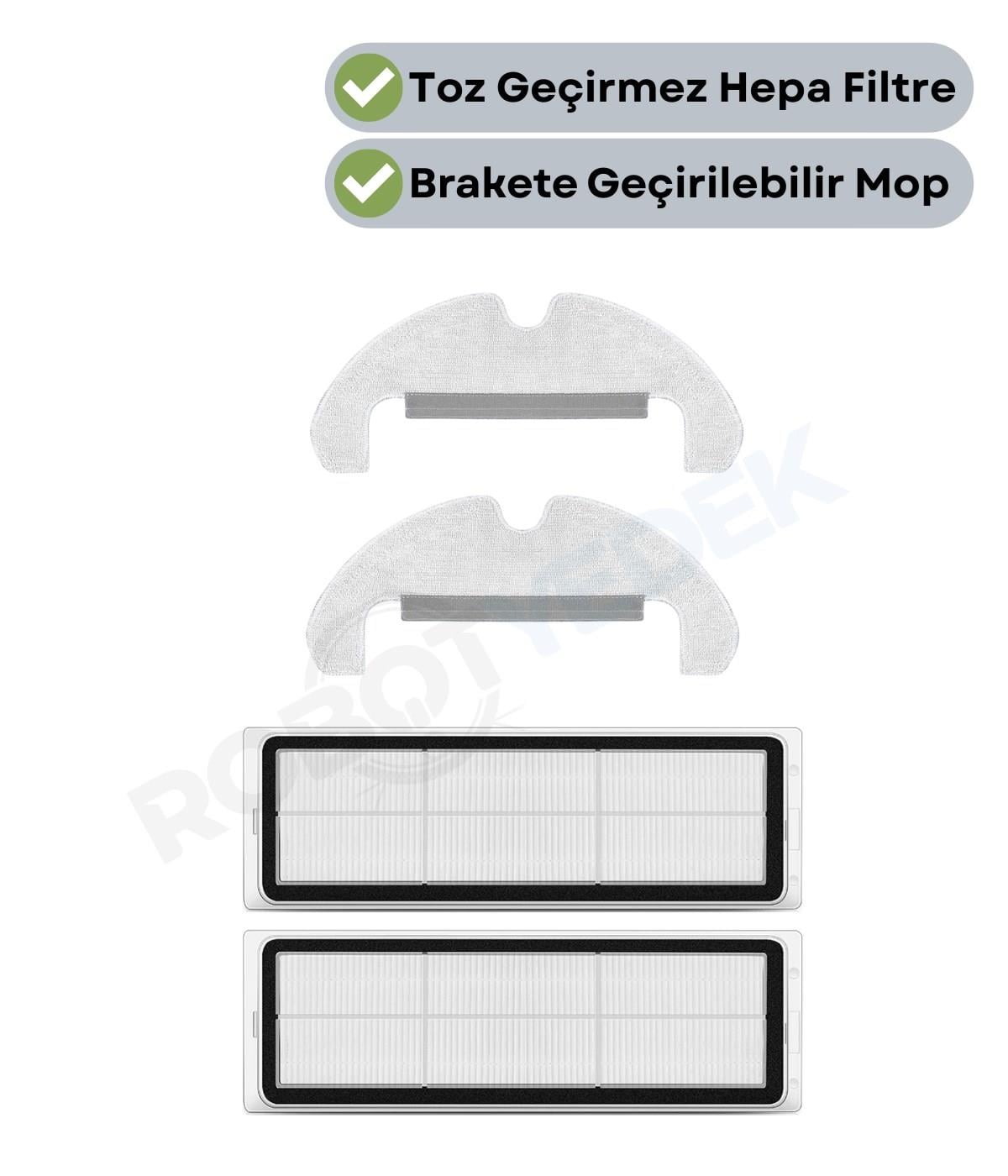 Dreame D10 Plus Gen 2 (RLL42SDA) Uyumlu Yedek Mop ve Hepa Filtre-4 Parça