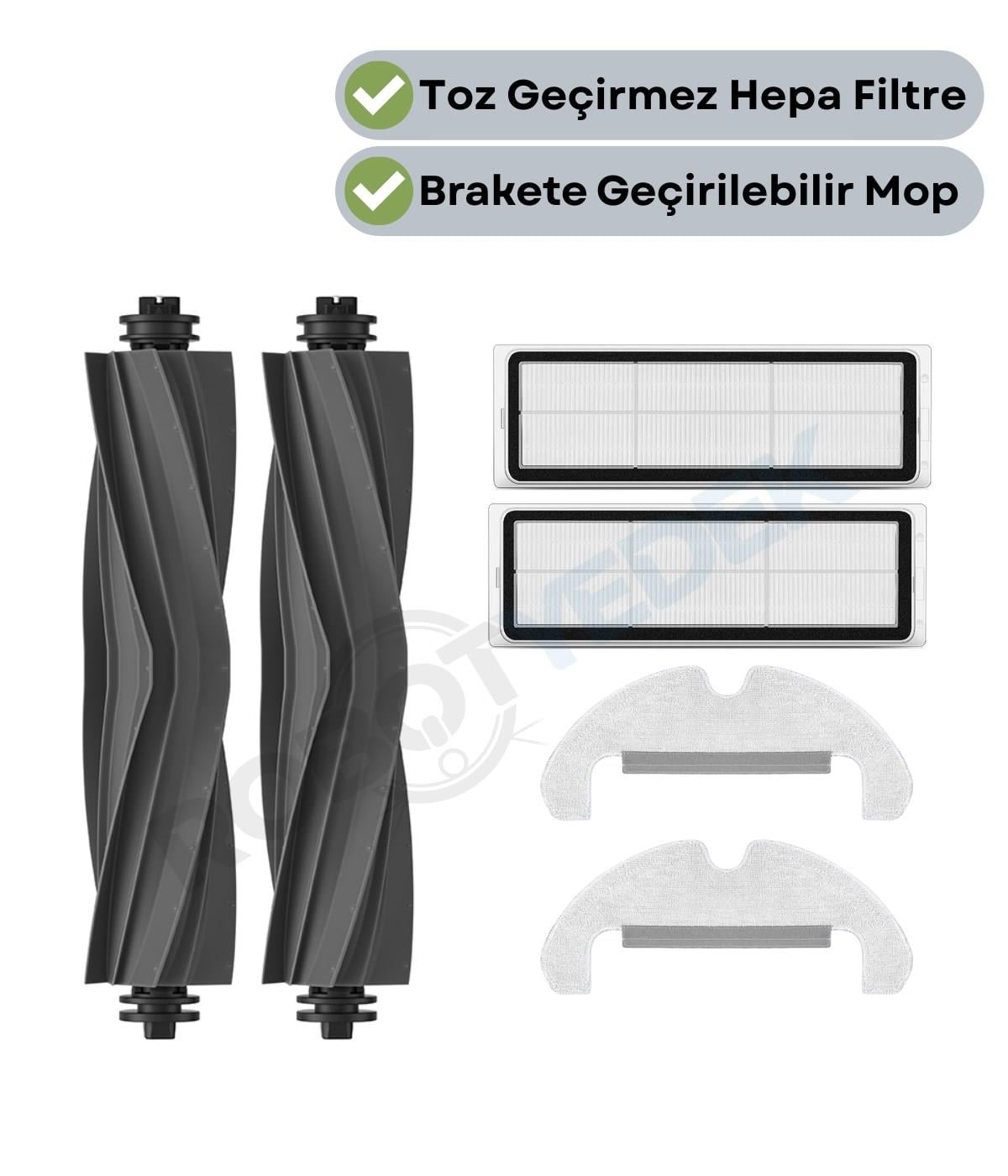 Dreame D10 Plus Gen 2 (RLL42SDA) Uyumlu Yedek Kauçuk Fırça Hepa Filtre Mop Seti-6 Parça