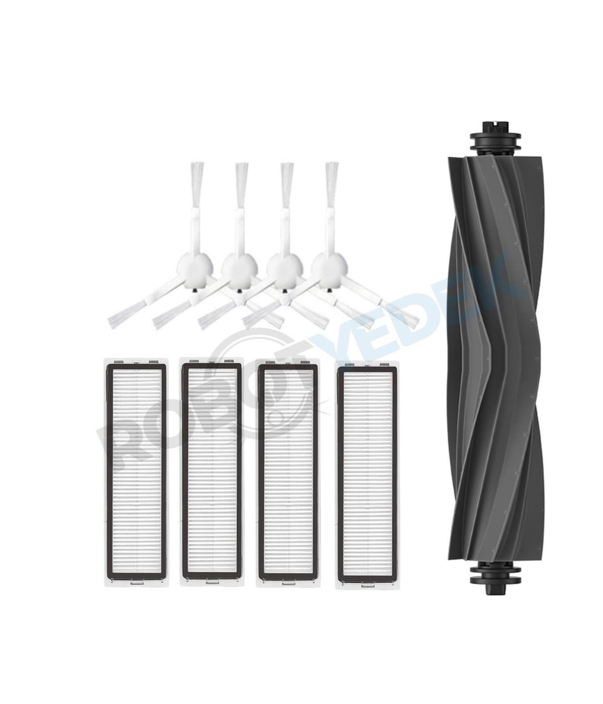 Dreame D10S D10S Pro Uyumlu Yedek Mopsuz Silikon Fırça Hepa Filtre Beyaz Yan Fırça Seti-9 Parça