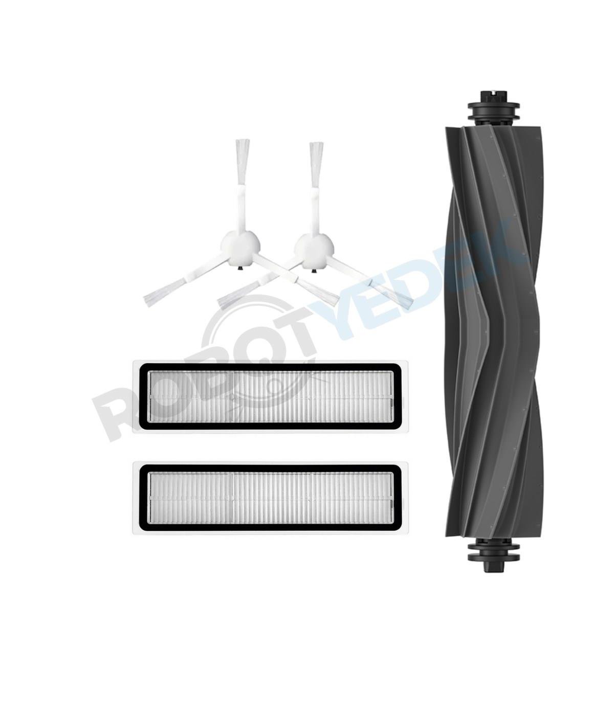 Dreame D10S D10S Pro Uyumlu Yedek Mopsuz Silikon Fırça Hepa Filtre Beyaz Yan Fırça Seti-5 Parça