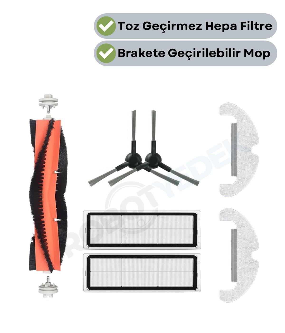Dreame D10S Plus (RLS6AD) Uyumlu Yedek Fırça Hepa Filtre Mop Seti-7 Parça