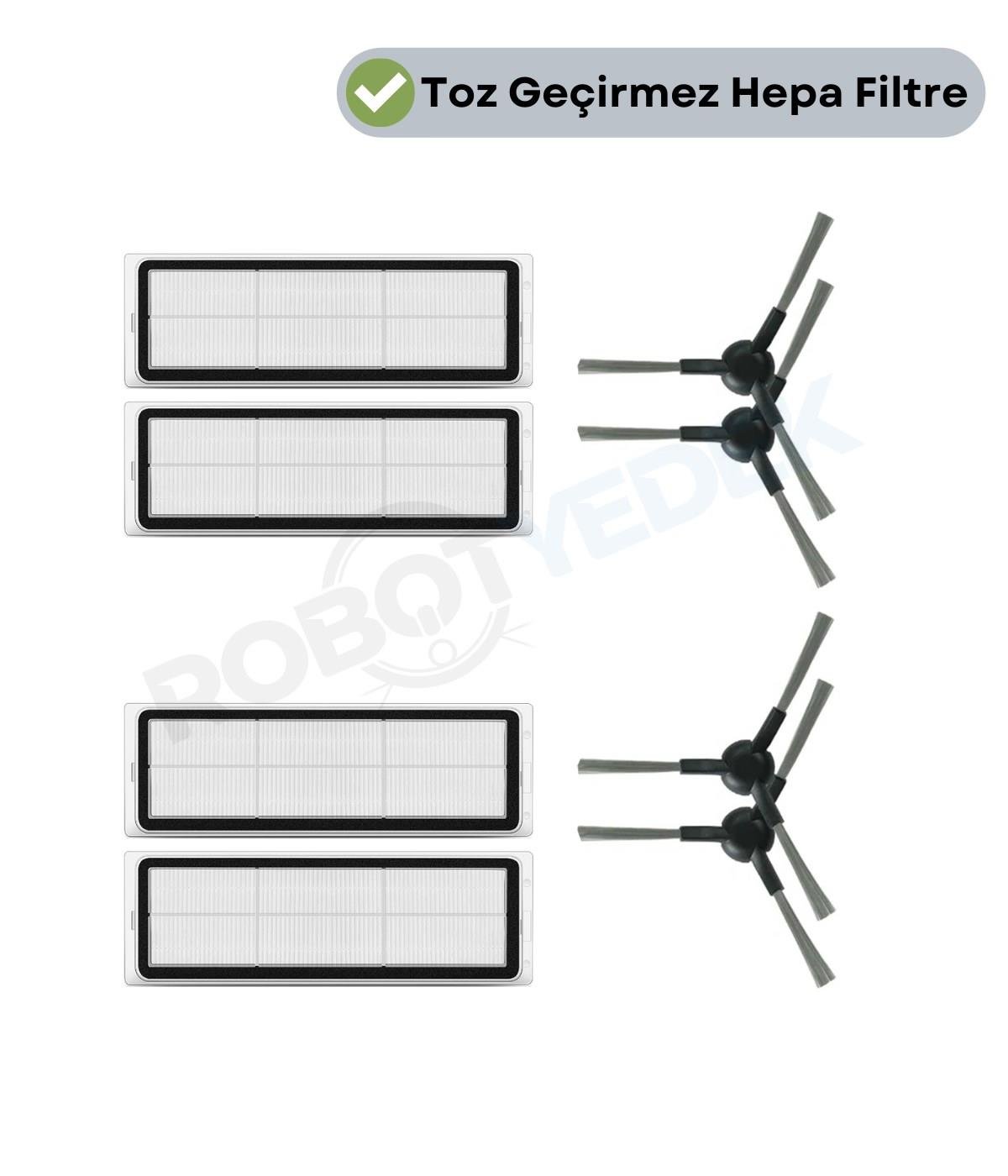 Dreame D10S Plus (RLS6AD) Uyumlu Yedek Hepa Filtre ve Yan Fırça-8 Parça