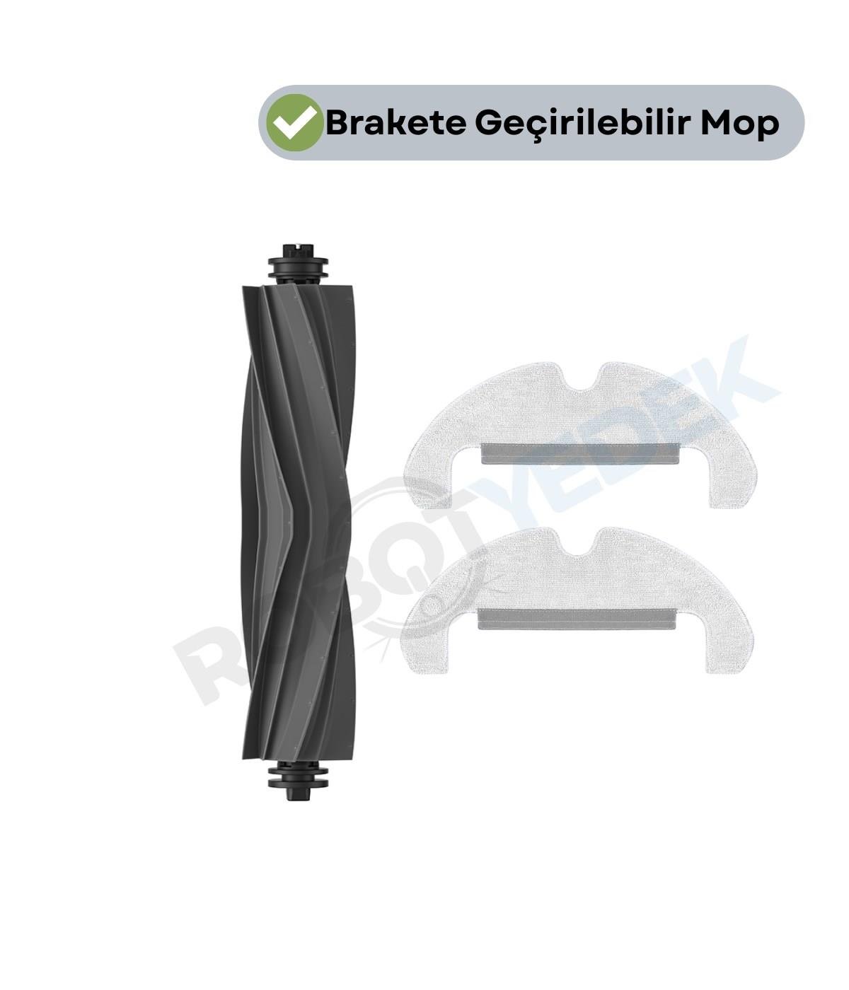 Dreame D10S Plus (RLS6AD) Uyumlu Yedek Kauçuk Ana Fırça ve Mop-3 Parça