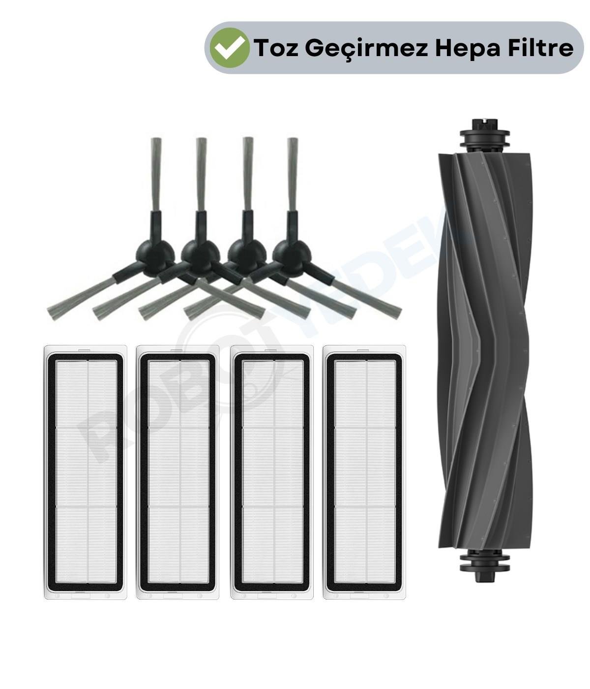Dreame D10S Plus (RLS6AD) Uyumlu Yedek Mopsuz Kauçuk Fırça Hepa Filtre Seti-9 Parça
