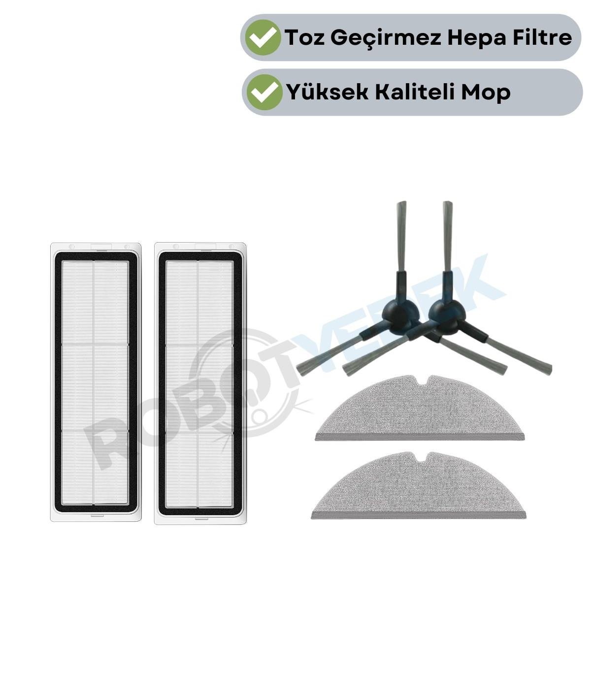 Dreame D20 (ULTRA DEĞİL) RLD35GA Hepa Filtre Yan Fırça Mop-6 Parça