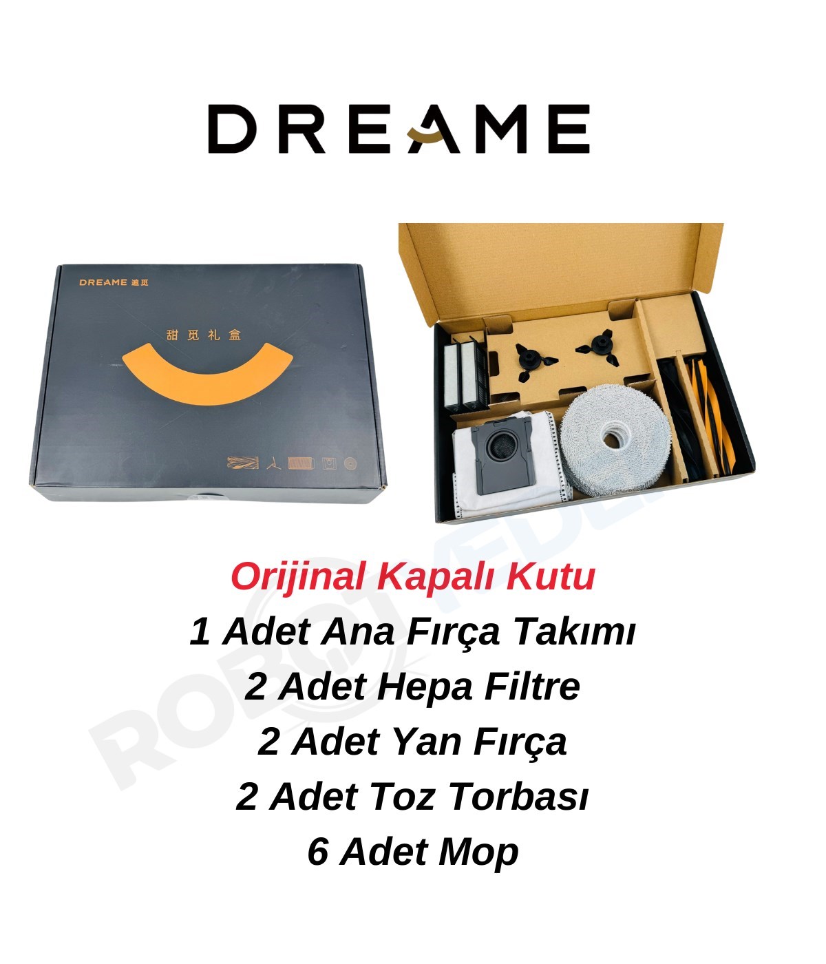 Dreame Matrix 10 Ultra Orijinal Set- Ana Fırça Hepa Filtre Yan Fırça Mop Bez Toz Torbası-13 Parça