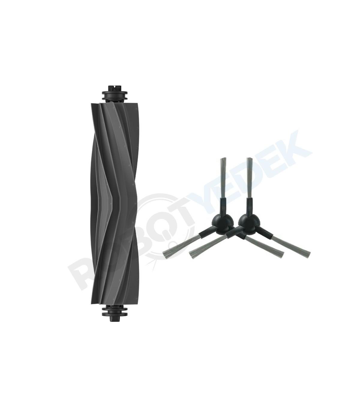 Dreame X30 Ultra Uyumlu Kauçuk Ana Fırça ve Yan Fırça-3 Parça