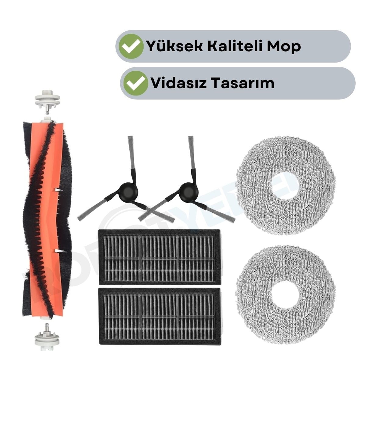 Mova E40 Ultra Uyumlu Fırça Hepa Filtre Mop Seti-7 Parça