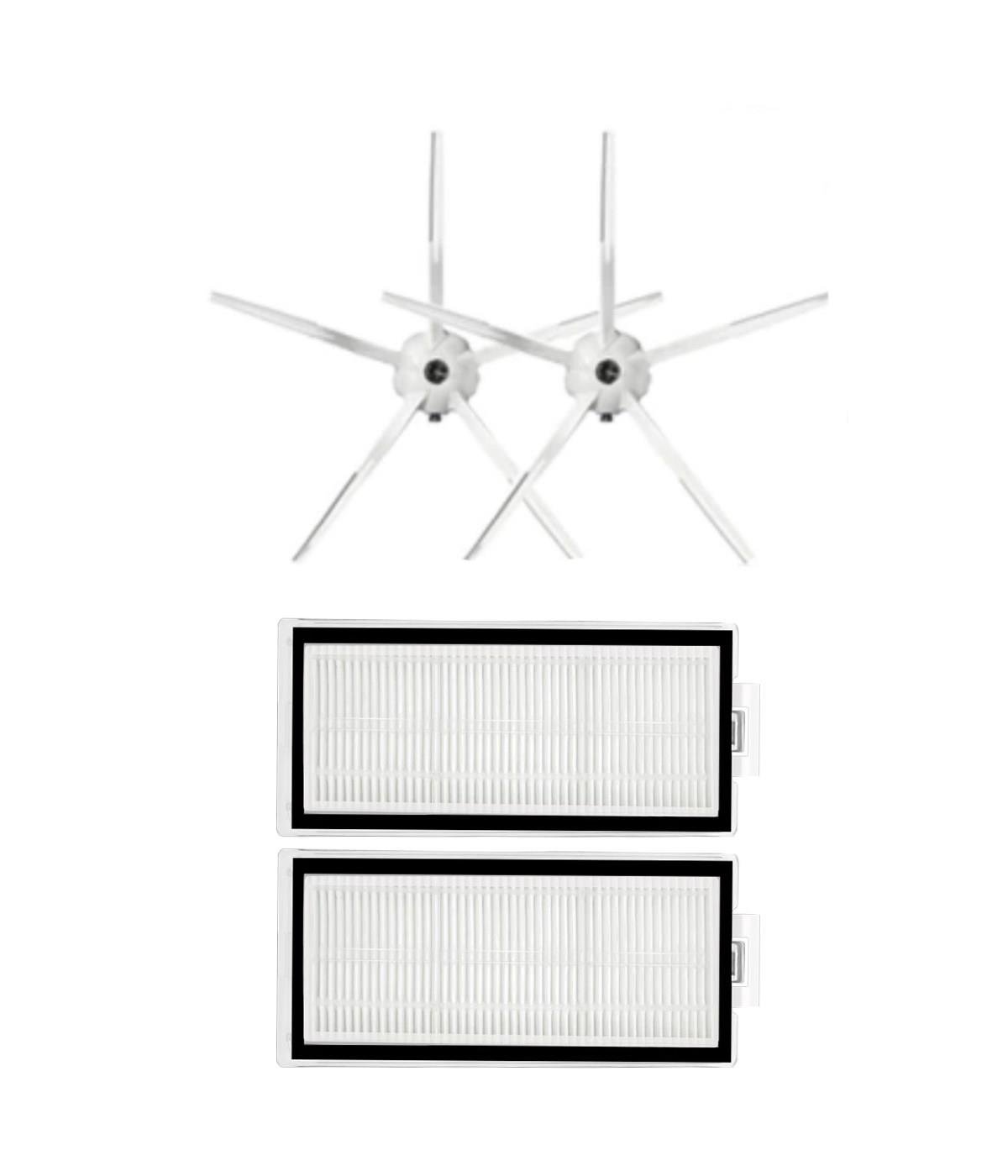 Roborock Q7 Max, Q7 Max Plus Beyaz Uyumlu Yedek Hepa Filtre ve Yan Fırça-4 Parça