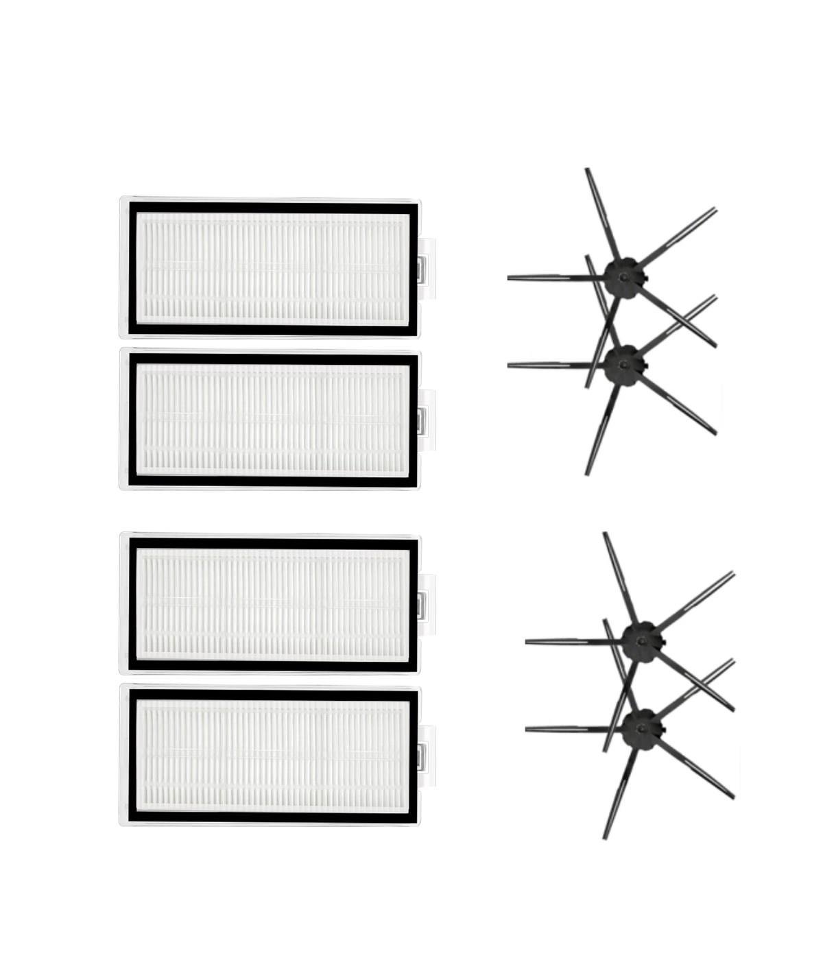 Roborock Q7 Max, Q7 Max Plus Siyah Uyumlu Yedek Hepa Filtre ve Yan Fırça-8 Parça