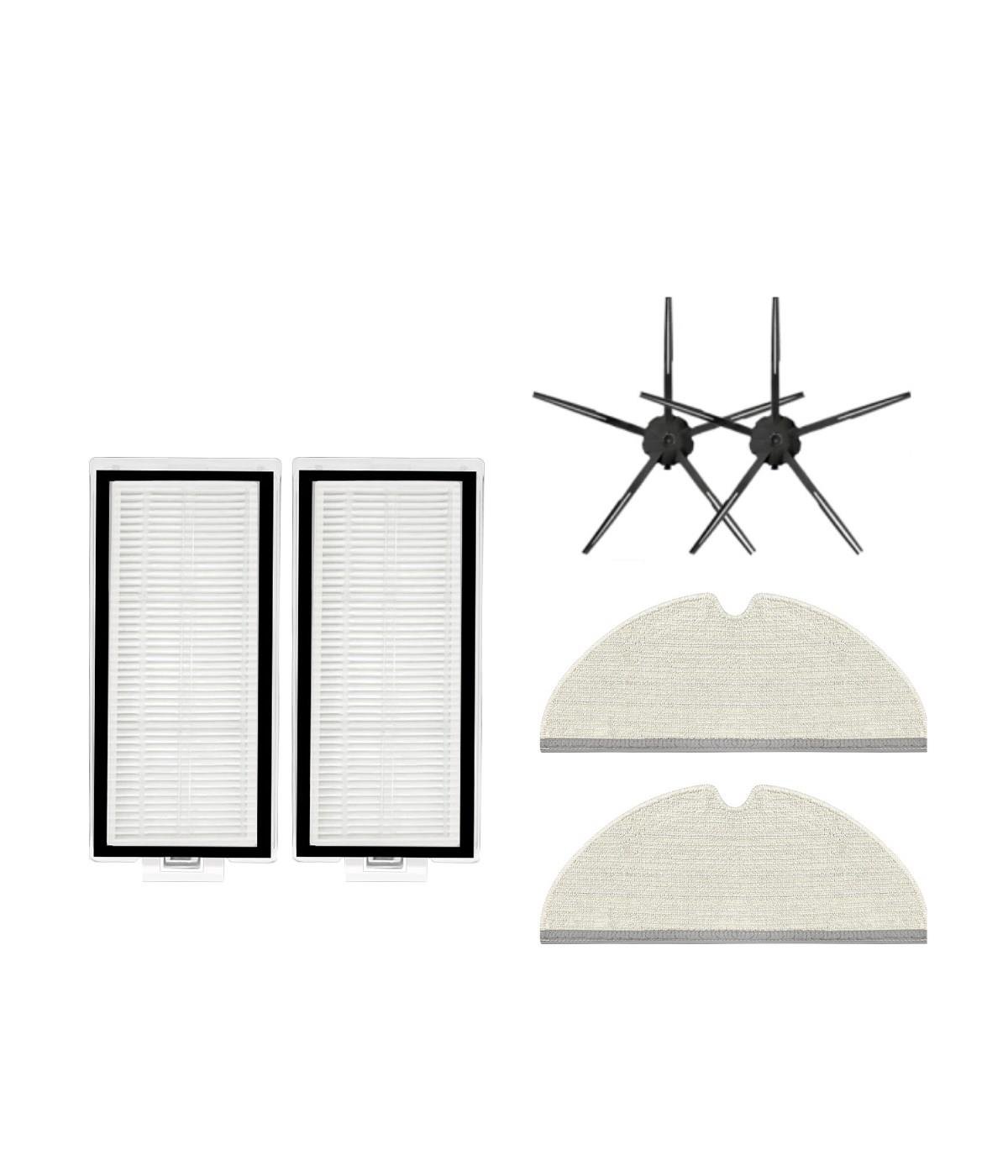 Roborock Q7 Max, Q7 Max Plus Siyah Uyumlu Yedek Hepa Filtre Yan Fırça Mop-6 Parça