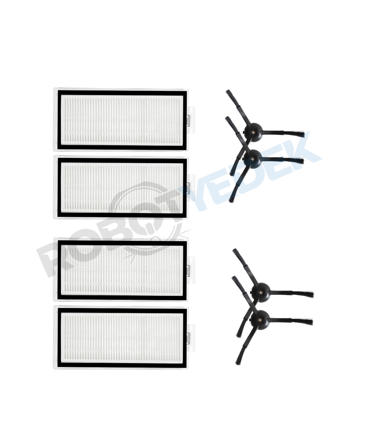 Roborock Q8 Max, Q8 Max Plus Siyah Uyumlu Yedek Hepa Filtre ve Yan Fırça-8 Parça
