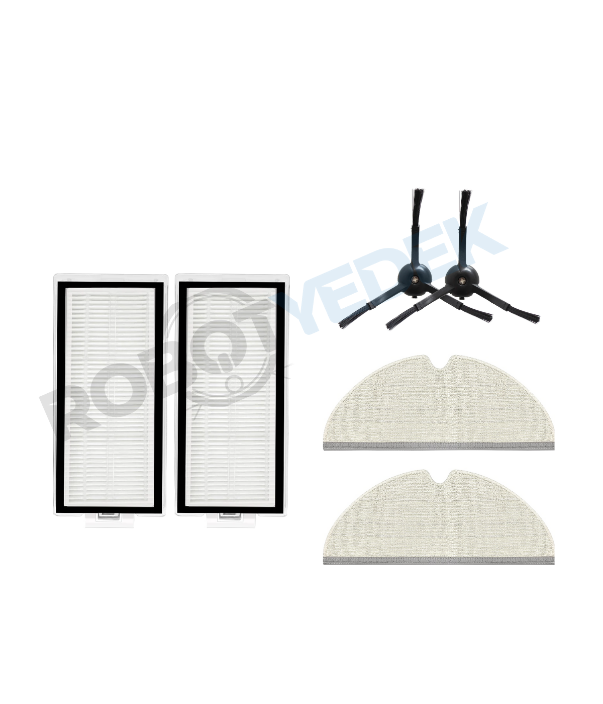 Roborock Q8 Max, Q8 Max Plus Siyah Uyumlu Yedek Hepa Filtre Yan Fırça Mop-6 Parça