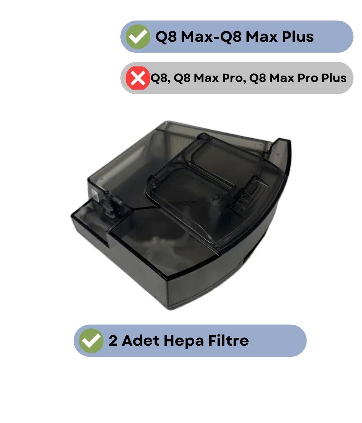 Roborock Q8 Max Q8 Max Plus Uyumlu Su Tankı ve Toz Kutusu Siyah Renk
