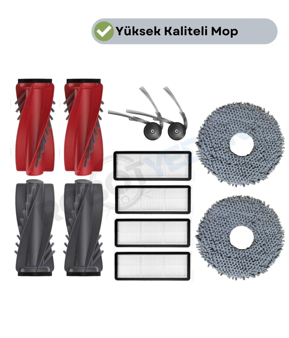 Roborock QRevo C Pro Uyumlu Ana Fırça, Hepa Filtre  Mop  Yan Fırça Toz Torbası Seti 10 Parça