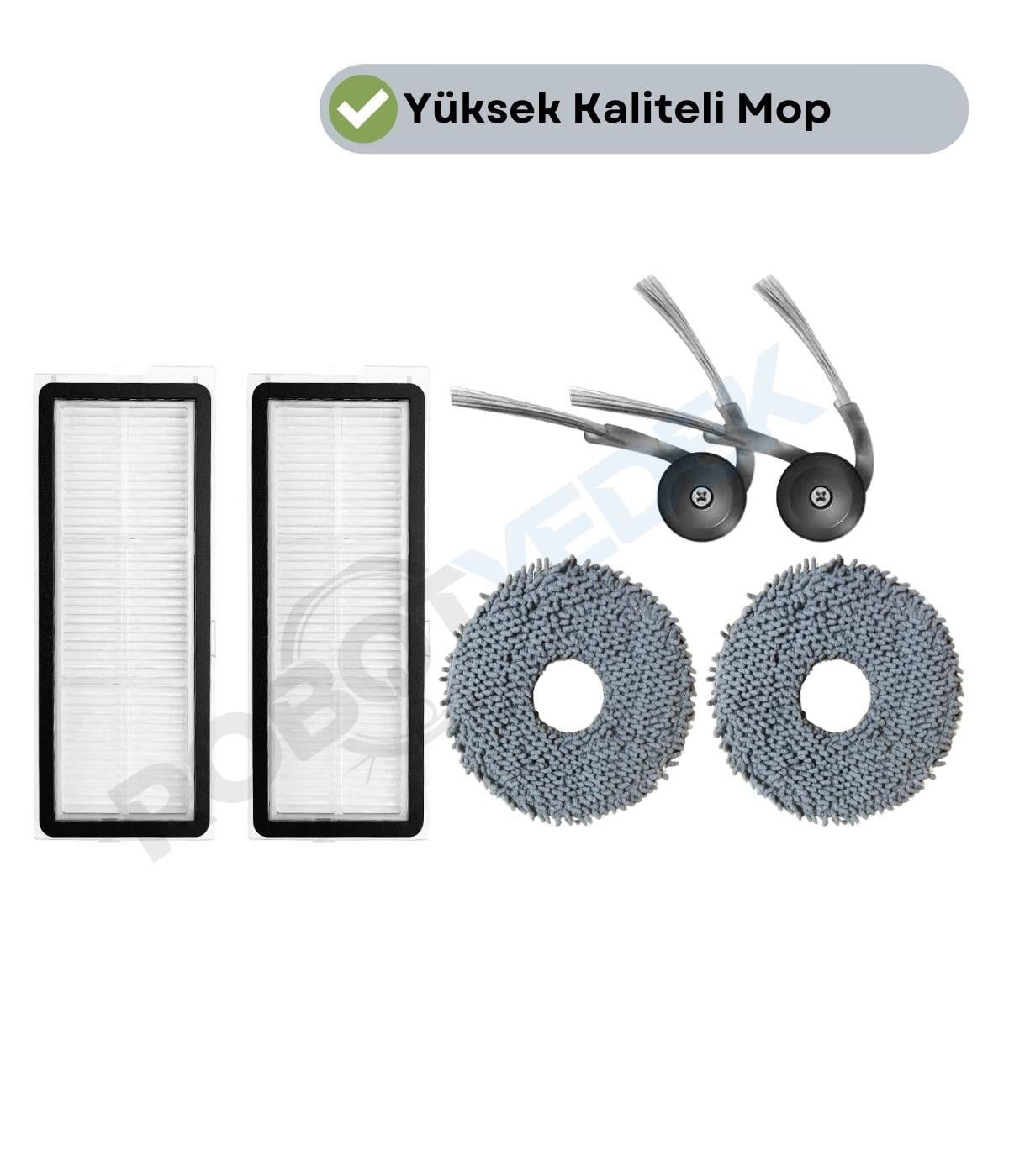 Roborock QRevo C Pro Uyumlu Hepa Filtre Yan Fırça Mop-6 Parça