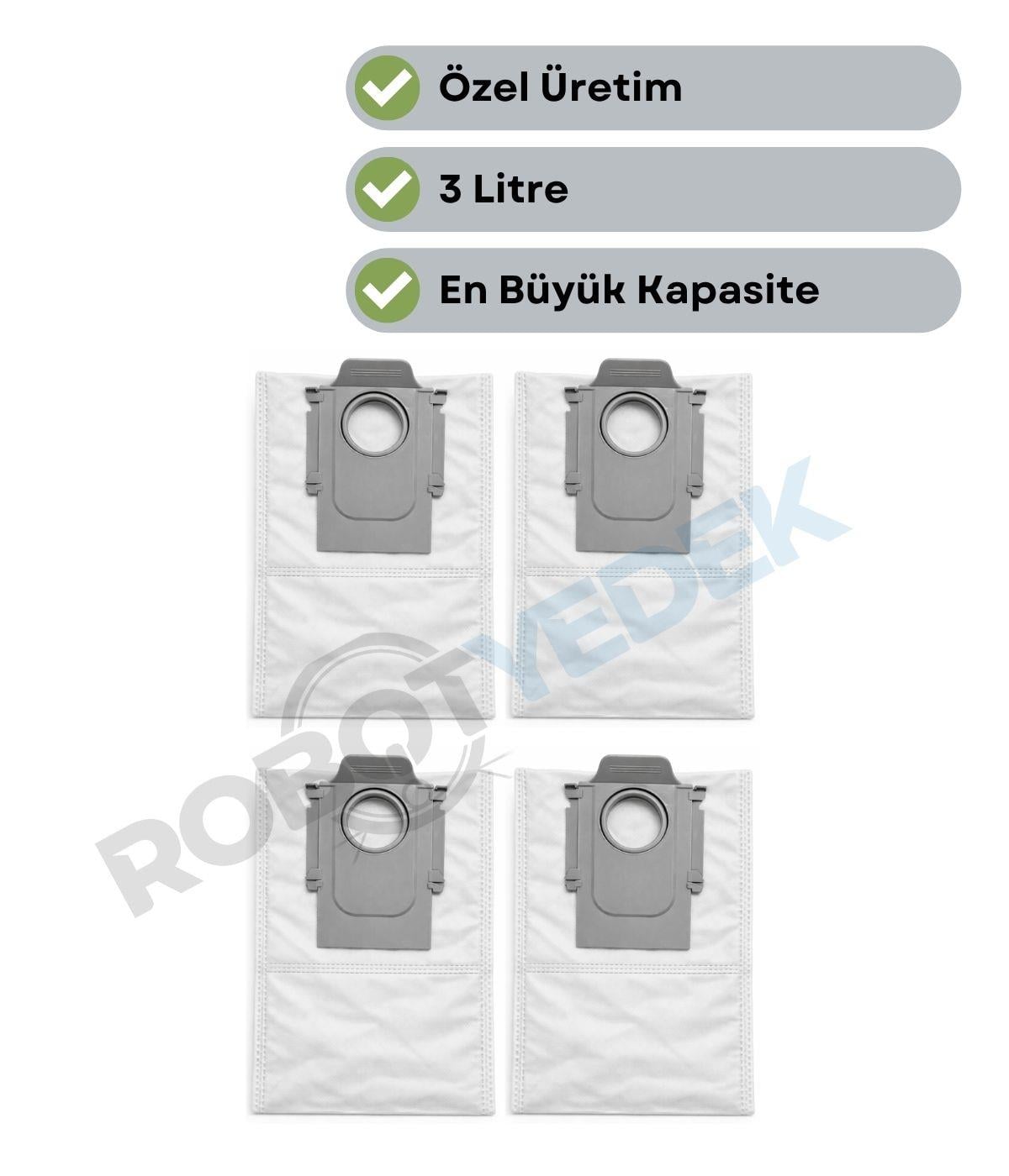 Roborock QRevo Master Uyumlu 4 Adet Toz Çöp Torbası