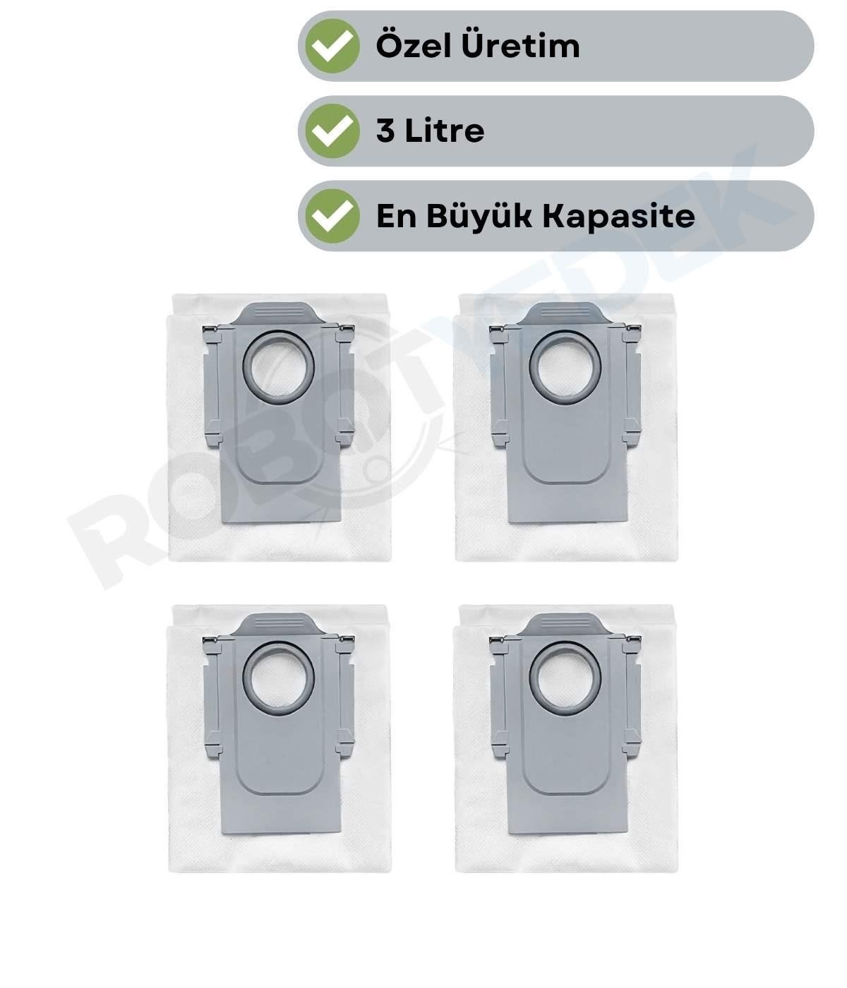 Roborock QRevo S Uyumlu 4 Adet Toz Çöp Torbası