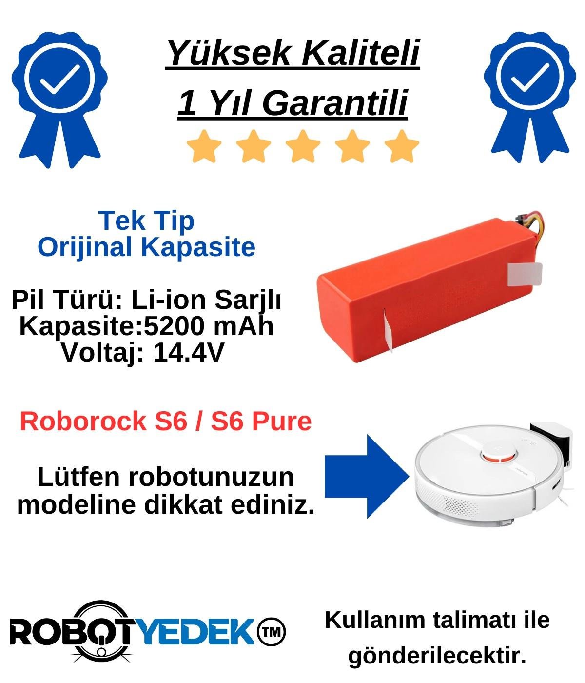 Roborock S6 S6 Pure Batarya