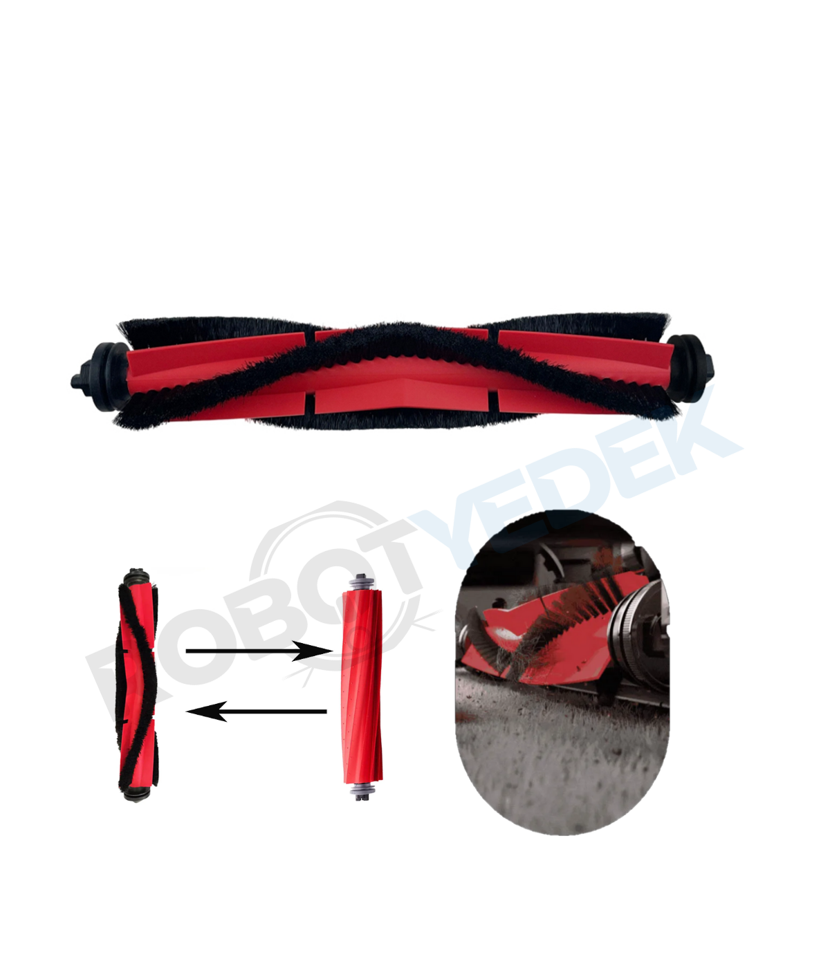 Roborock S7 Max Ultra Uyumlu Kıl Saçlı 1 Adet Ana Fırça -Yeni Tasarım