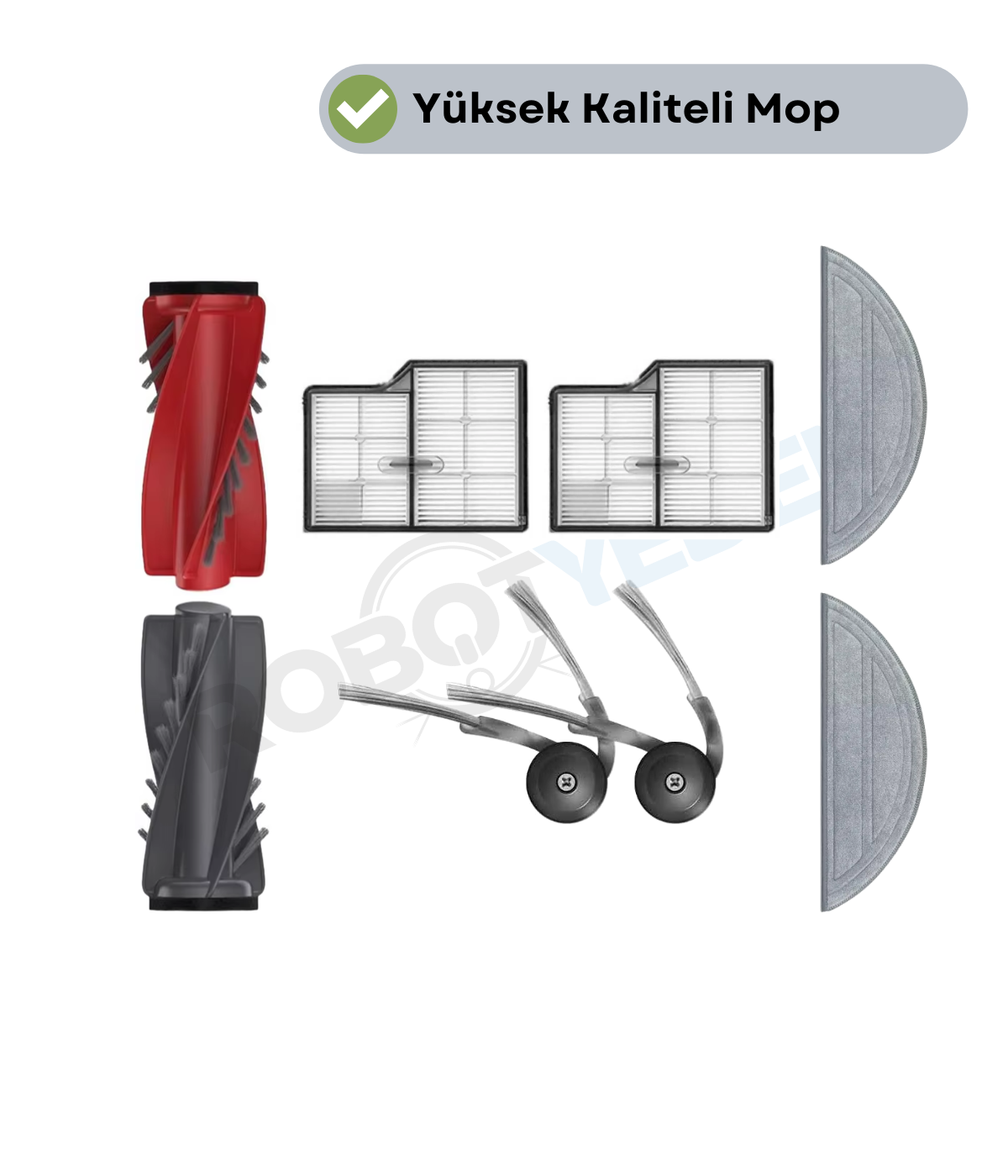 Roborock Saros 10 Uyumlu Fırça Hepa Filtre Mop Seti-7 Parça