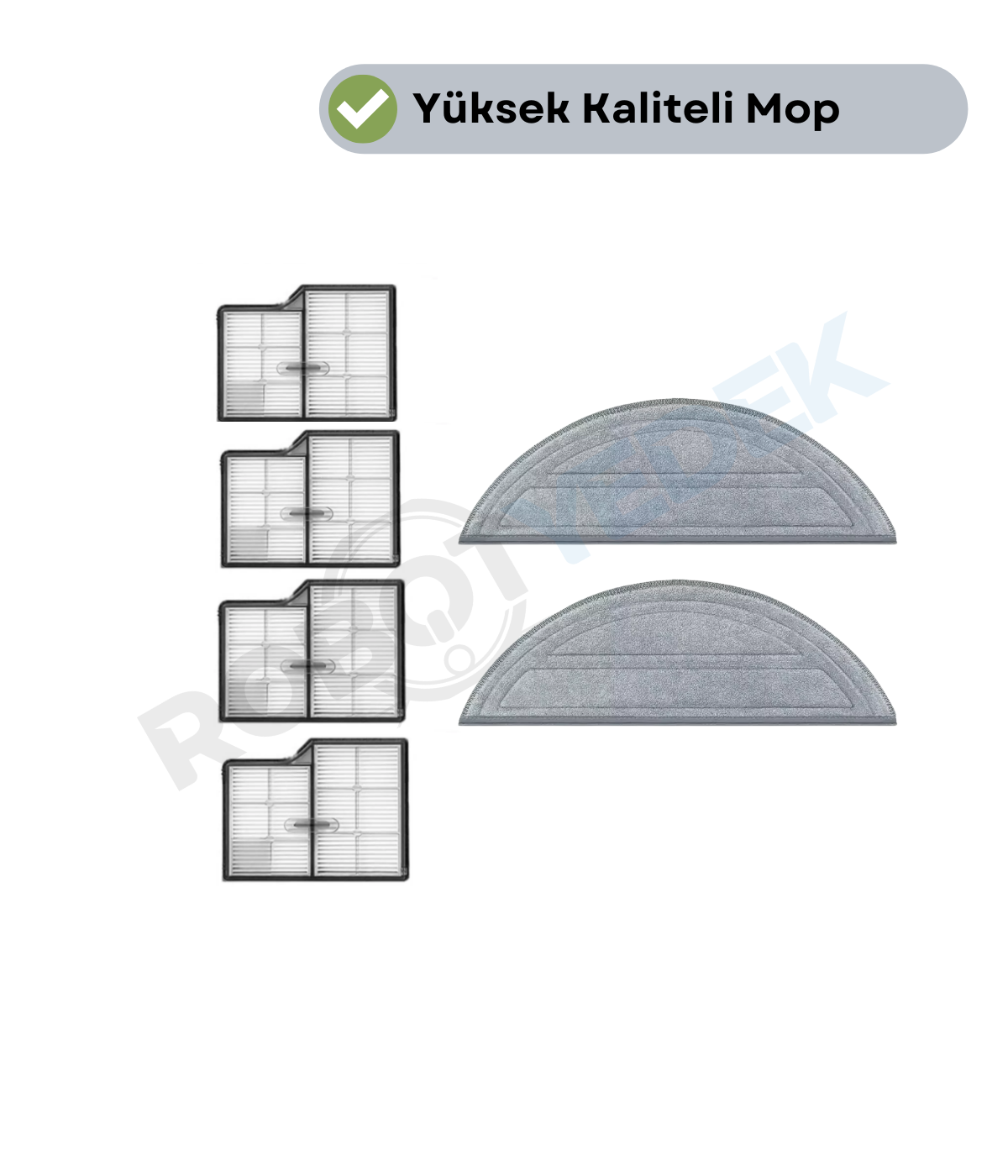 Roborock Saros 10 Uyumlu Hepa Filtre ve Mop-6 Parça