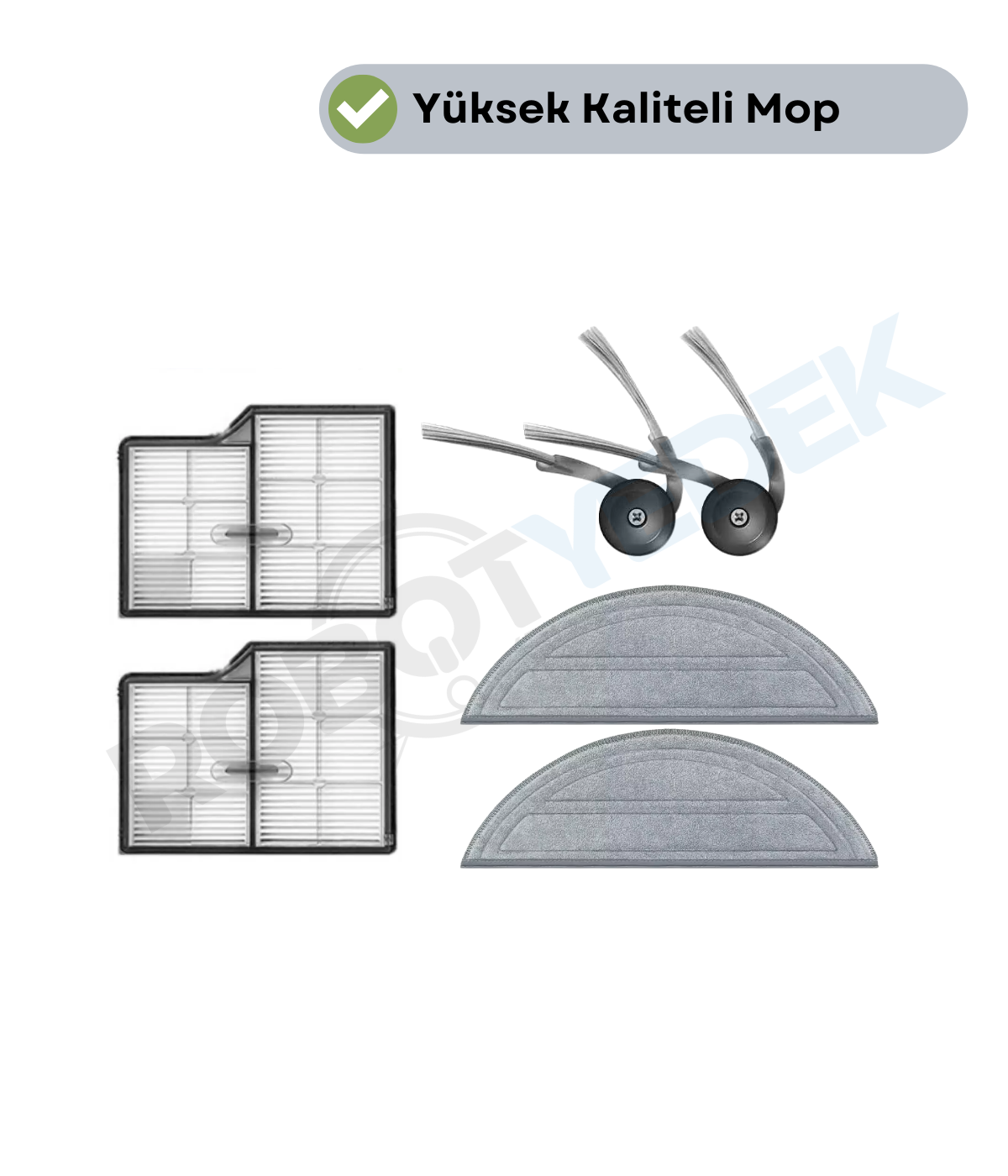 Roborock Saros 10 Uyumlu Hepa Filtre Yan Fırça Mop-6 Parça