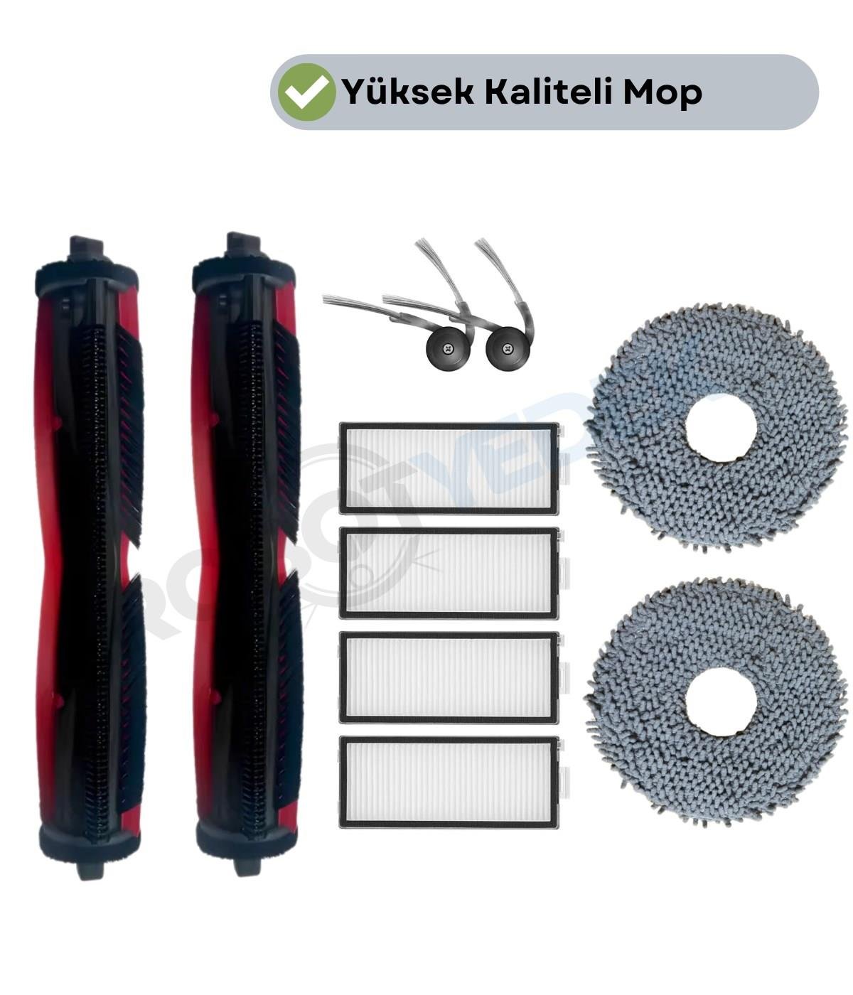 Roborock Saros Z70 Uyumlu Fırça Hepa Filtre Mop Seti-10 Parça