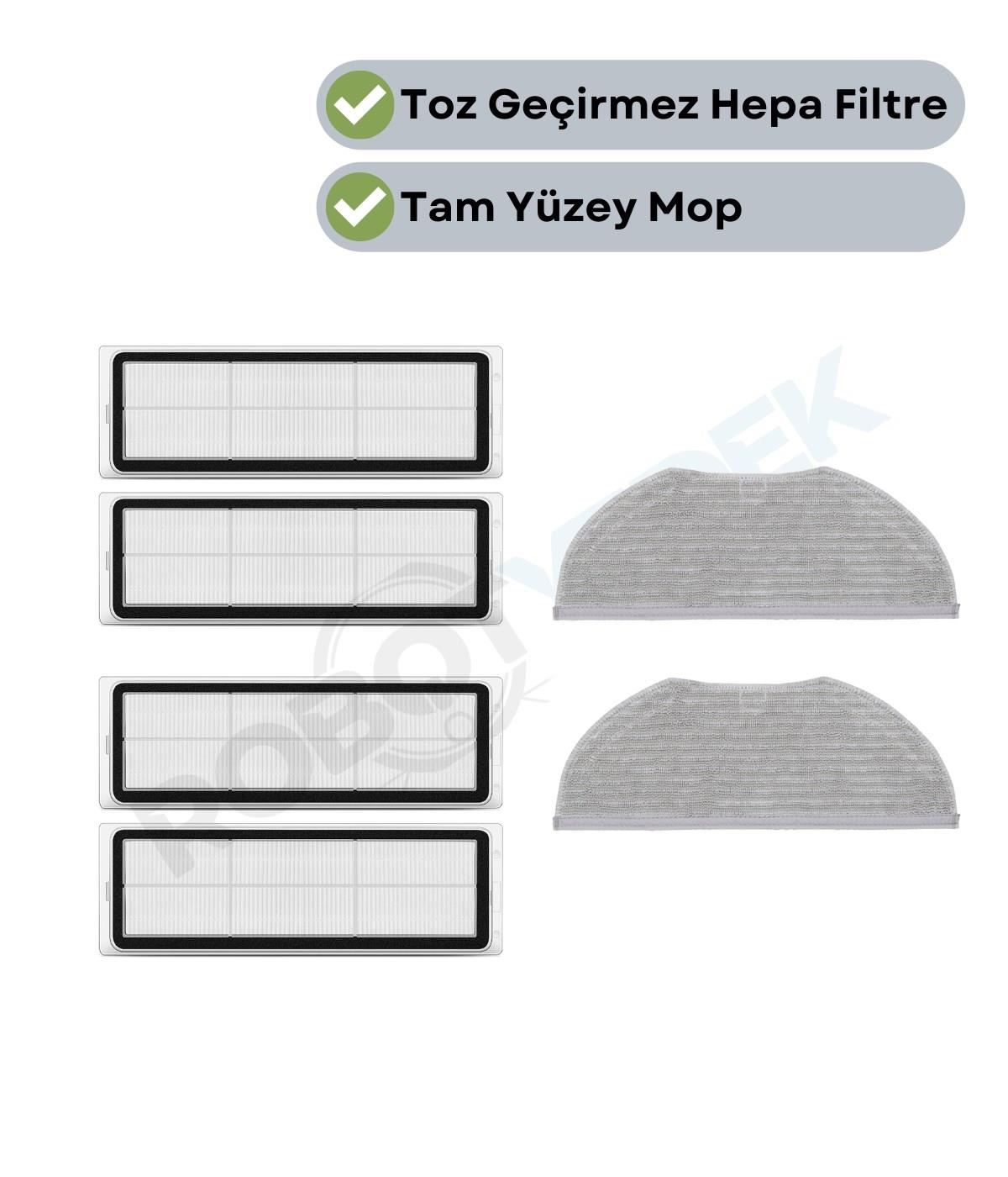 Xiaomi H40 Uyumlu Yedek Hepa Filtre Mop Seti-6 Parça