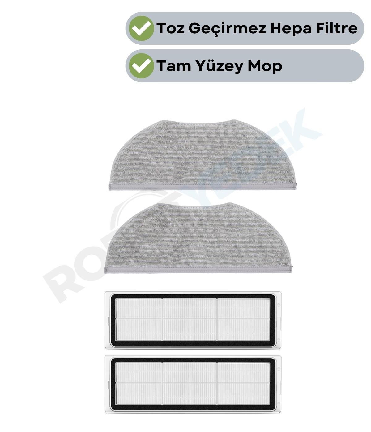 Xiaomi H40 Uyumlu Yedek Hepa Filtre Mop Seti-4 Parça