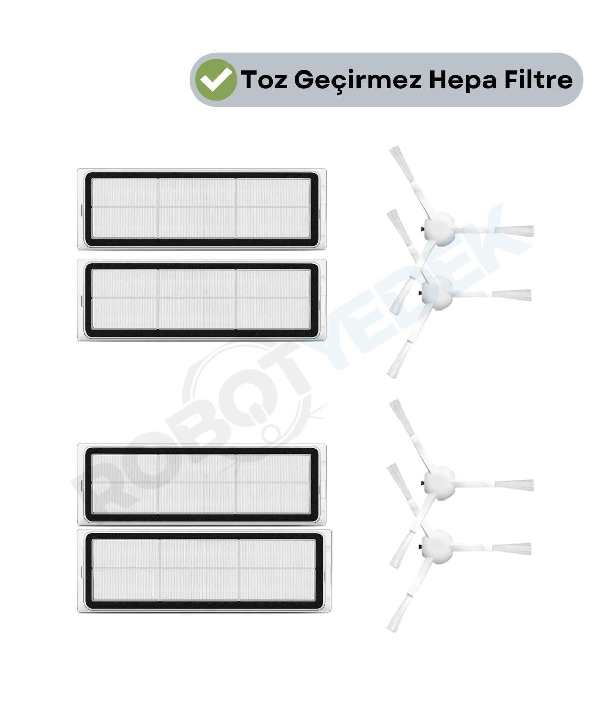 Xiaomi H40 Uyumlu Yedek Hepa Filtre ve Yan Fırça-8 Parça