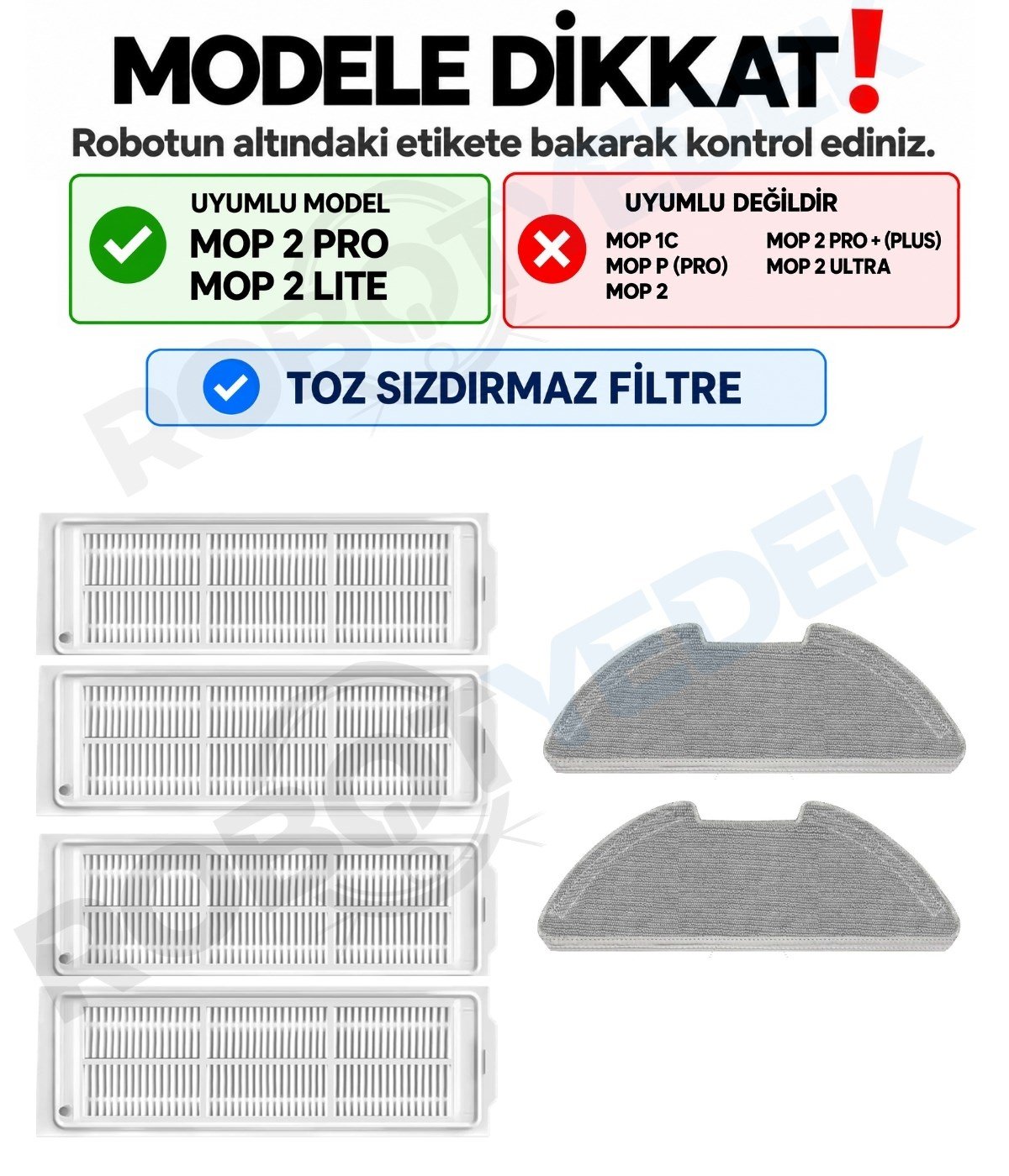 Xiaomi Mop 2 Pro MJST1SHW Uyumlu Yedek Filtre Mop Seti-6 Parça