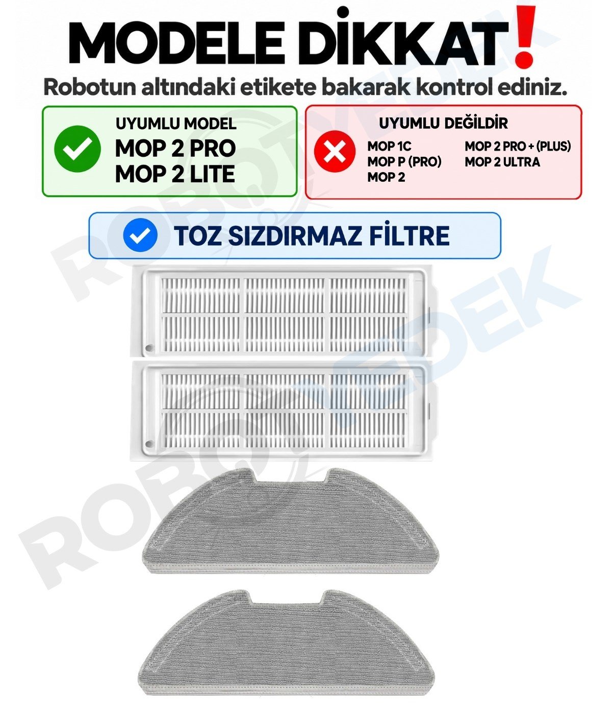 Xiaomi Mop 2 Pro MJST1SHW Uyumlu Yedek Filtre Mop Seti-4 Parça