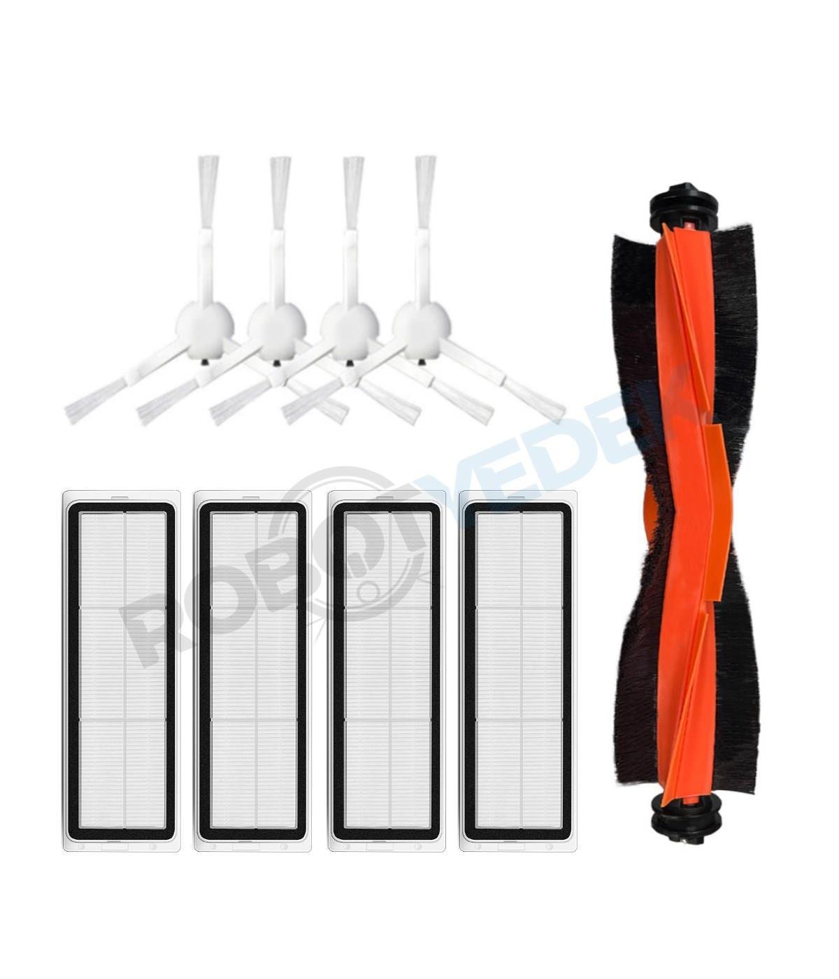 Xiaomi X10 Plus Uyumlu Yedek Mopsuz Siyah Fırça Hepa Filtre Seti-9 Parça