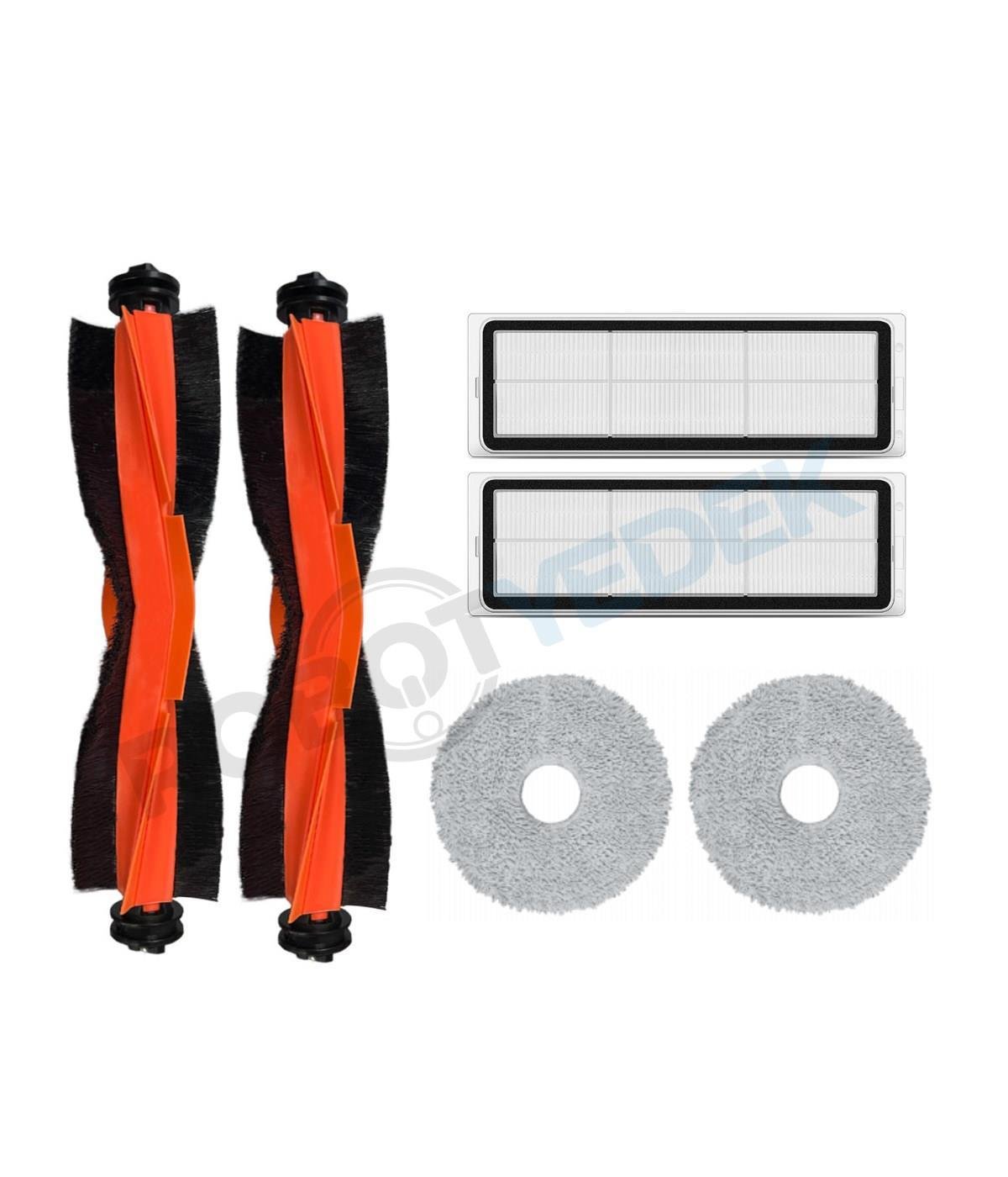 Xiaomi X10 Plus Uyumlu Yedek Siyah Fırça Hepa Filtre Mop Seti-6 Parça
