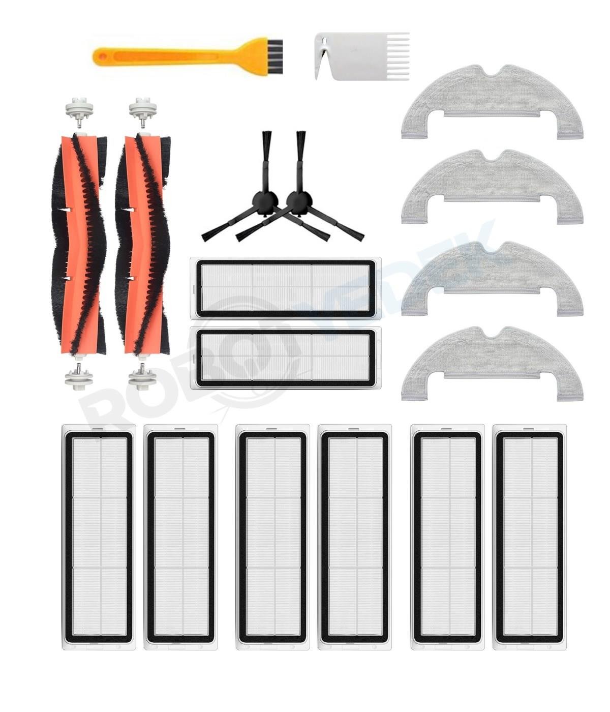 Xiaomi X10 Uyumlu Yedek Fırça Hepa Filtre Mop Seti-18 Parça