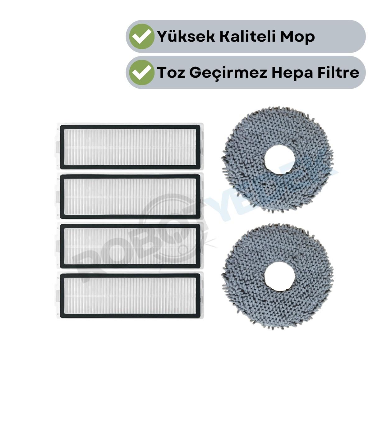 Xiaomi X20 Max Uyumlu Yedek Hepa Filtre ve Mop-6 Parça