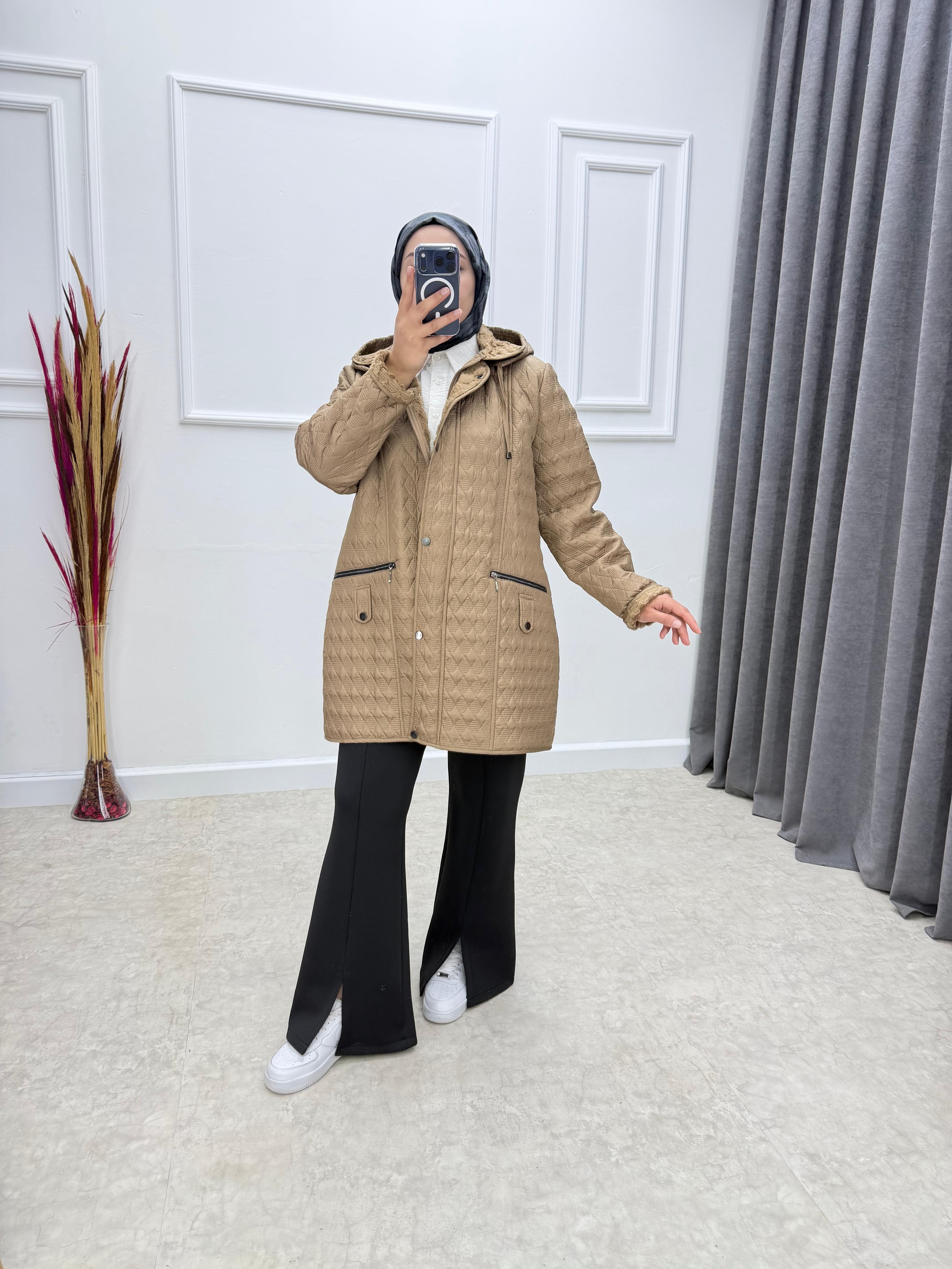 Vizon Elmas Desen İçi Tüylü Kapitone 
