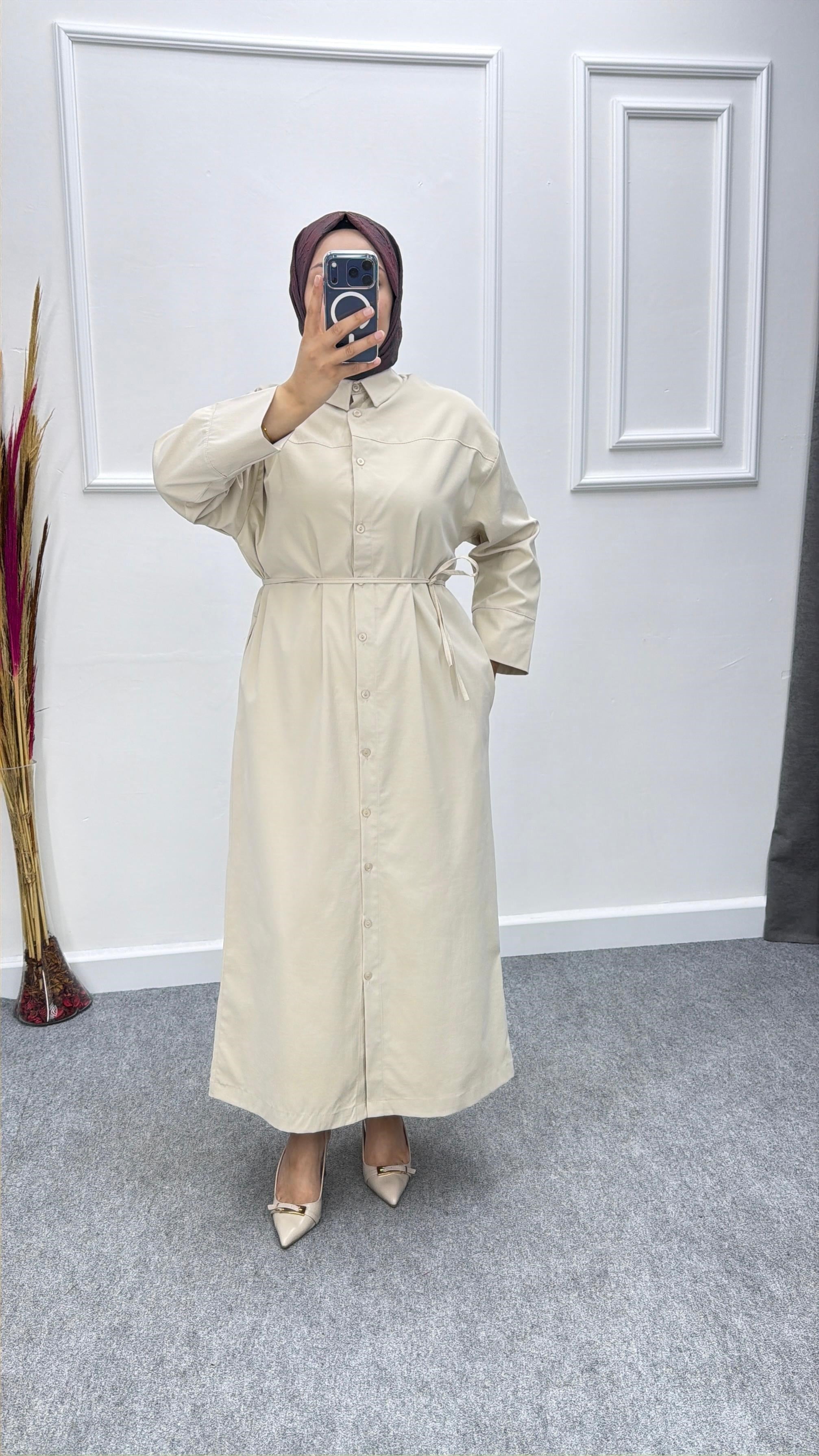 Mila Beli Bağlamalı Tensel Gömlek Krem