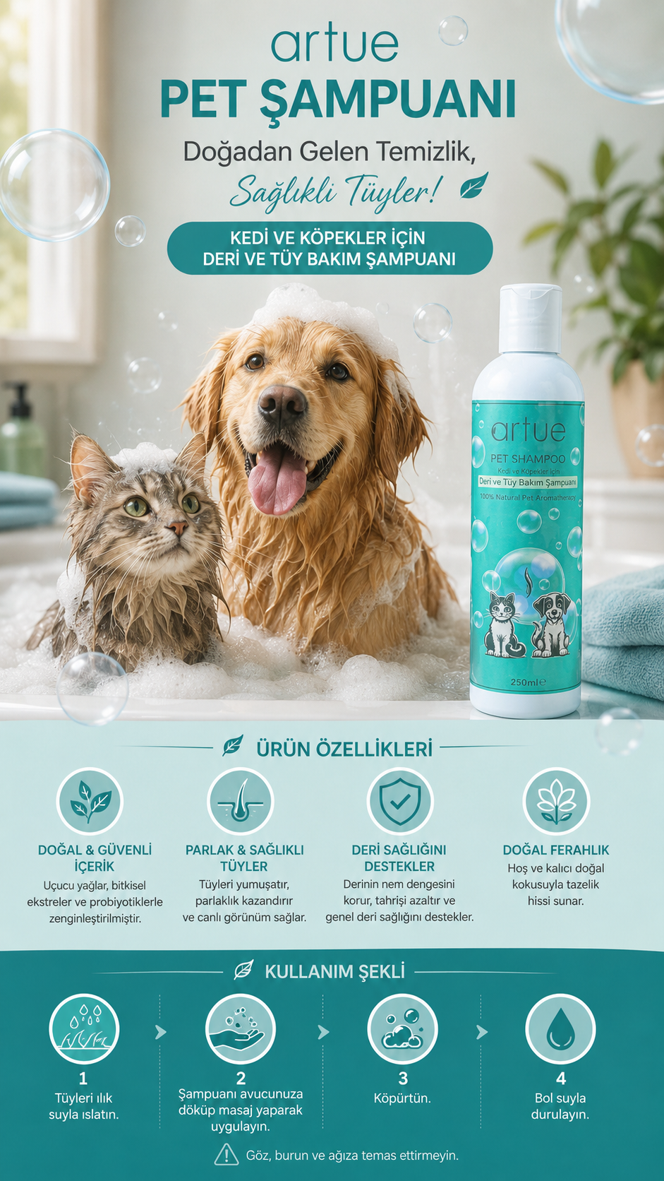Kedi ve Köpekler İçin Şampuan