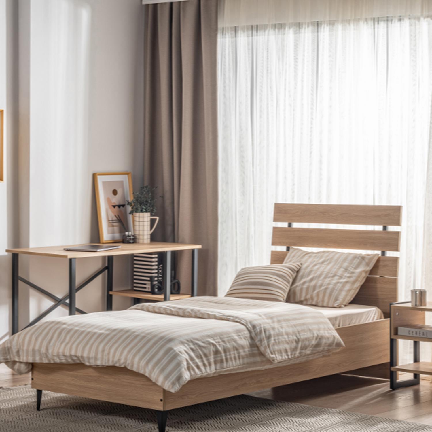 Ceramical KR1S Tek Kişilik Ahşap Başlıklı Karyola - 90x190 cm - Çam