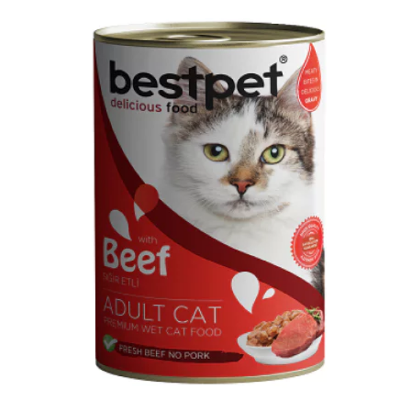 BESTPET CAT WITH BEEF IN GRAVY 400 G 12 ADET