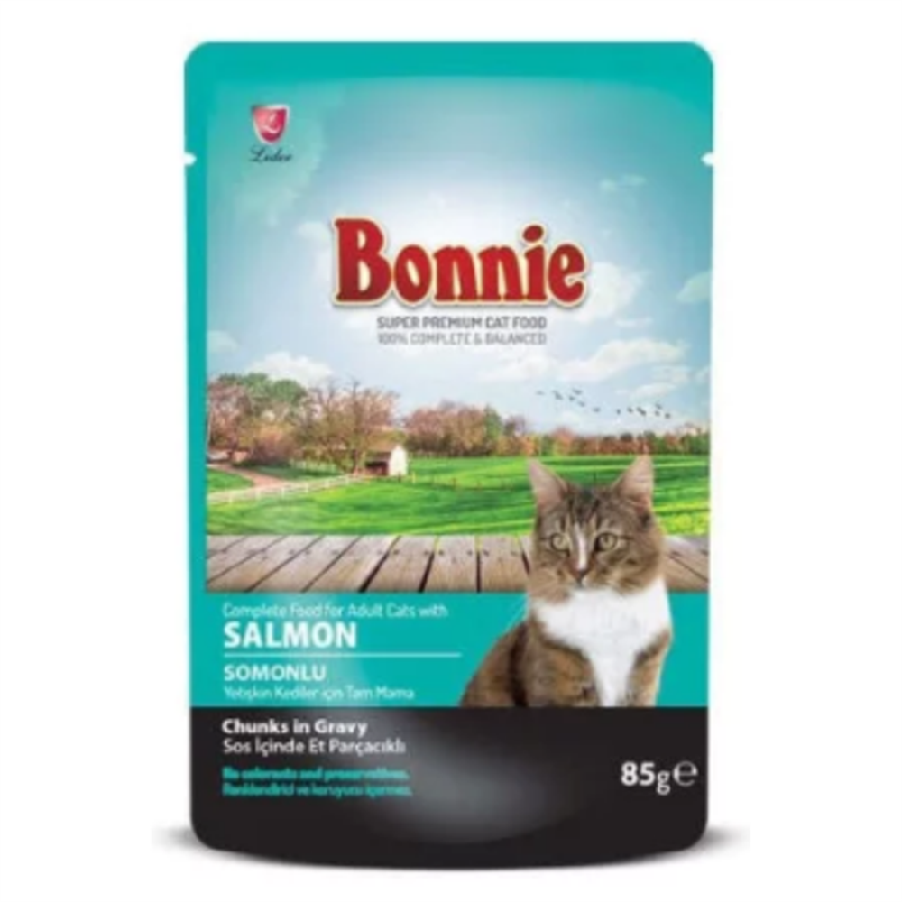 Bonnie Pouch Somonlu ve Alabalıklı Yetişkin Kedi Konservesi 85 Gr