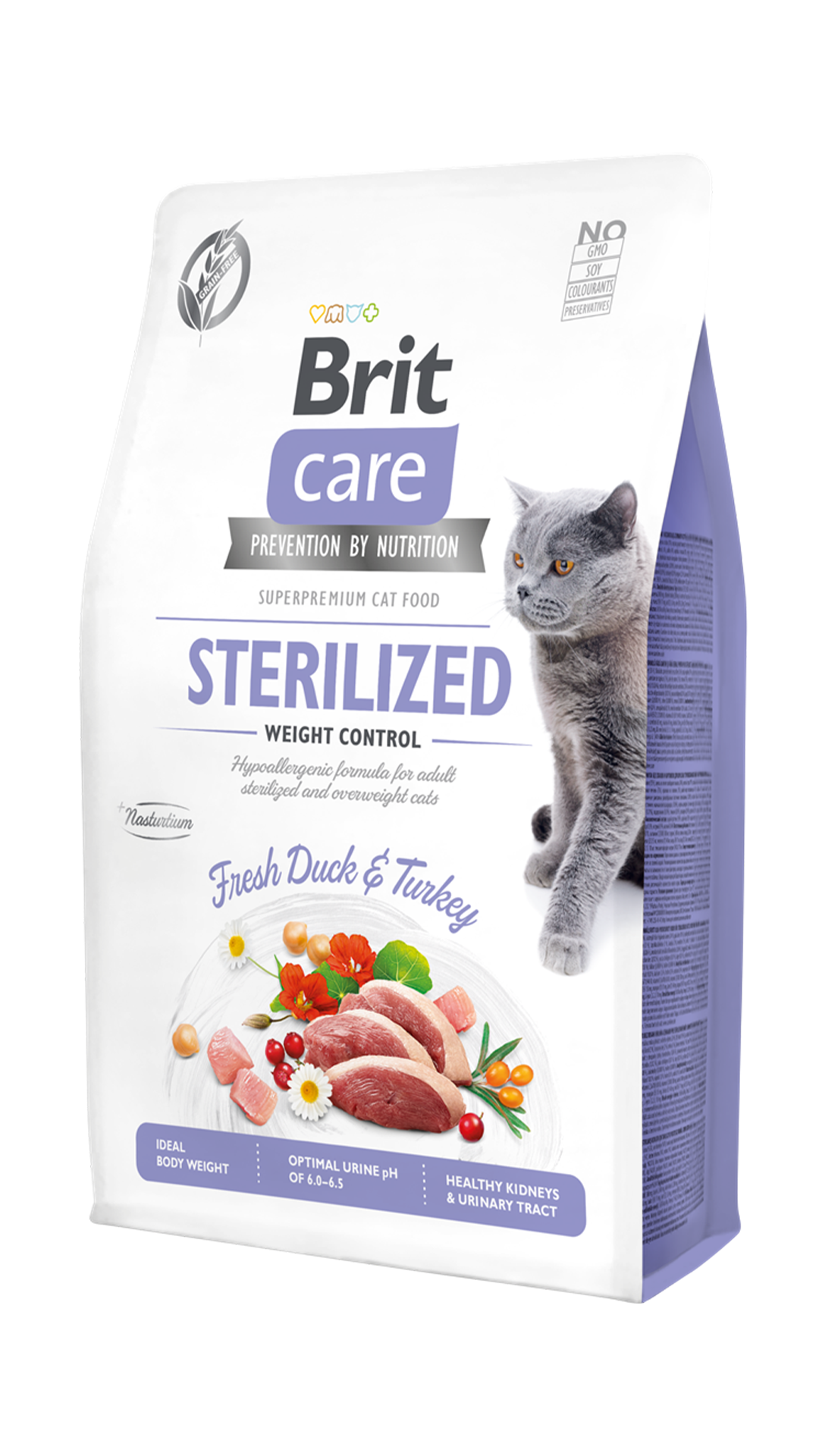 Brit Care Hypo-Allergenic Kilo Kontrolü için Ördekli Tahılsız Kısırlaştırılmış Kedi Maması 2kg