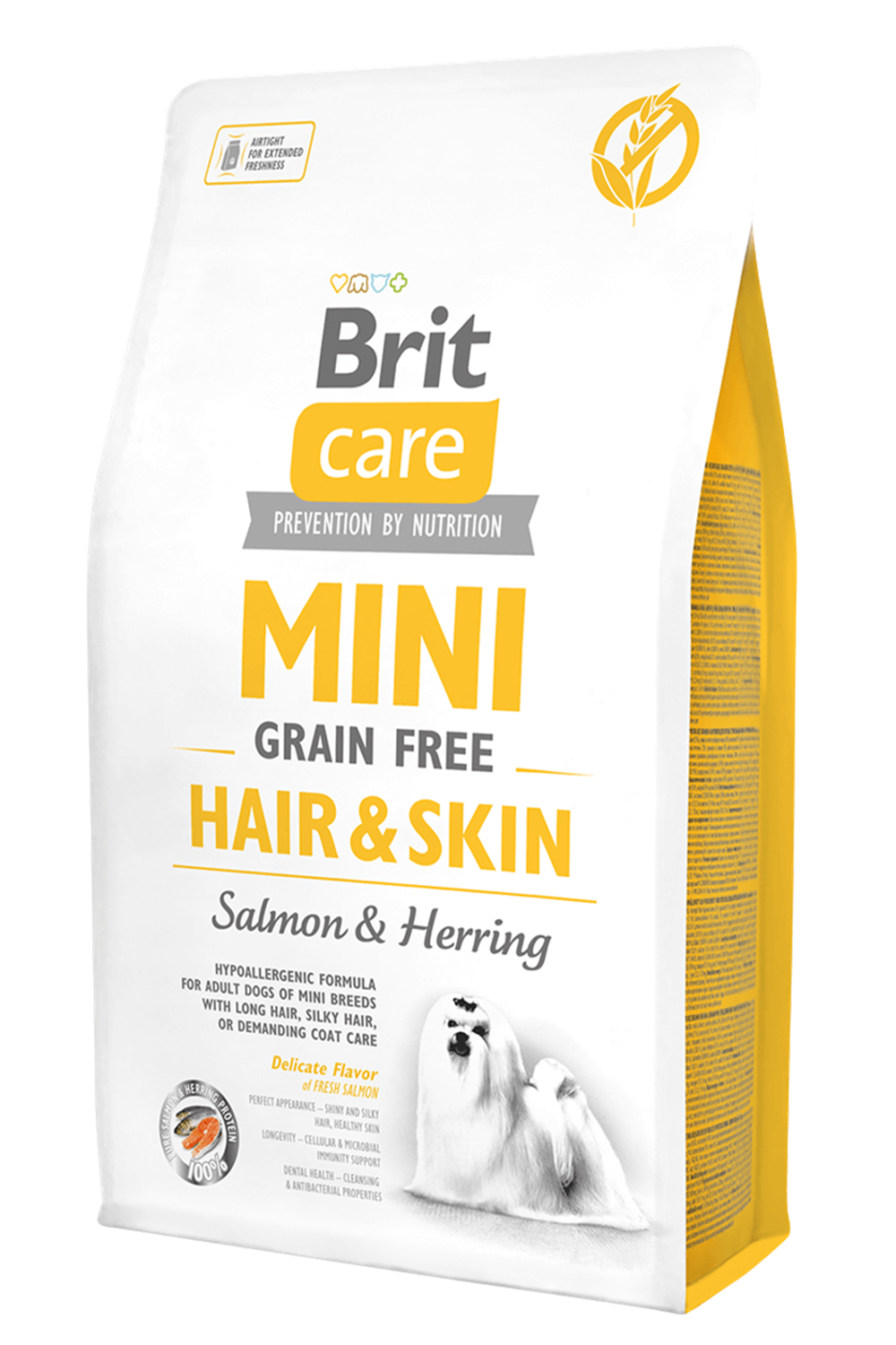 Brit Care Mini Hair & Skin Somonlu ve Ringa Balıklı Tahılsız Yetişkin Köpek Maması 7 Kg