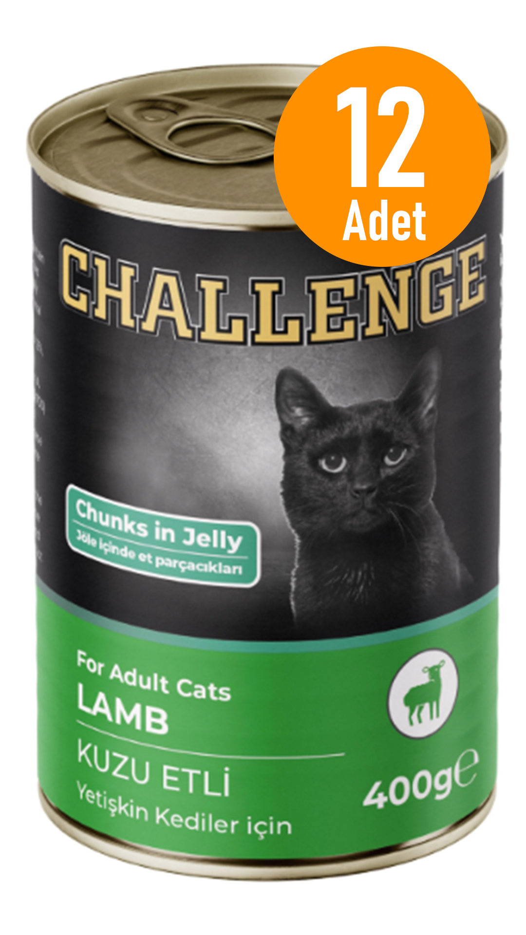 CHALLENGE KONSERVE KEDİ KUZU ETLİ 400GR 12 ADET