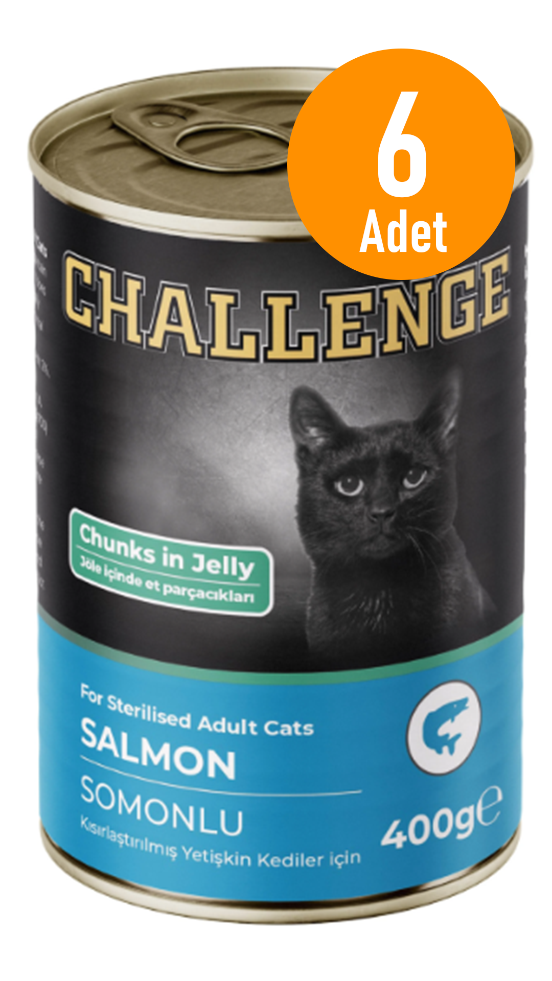 Challenge Somonlu Kısırlaştırılmış Yetişkin Kedi Konservesi 400 gr 6 Adet